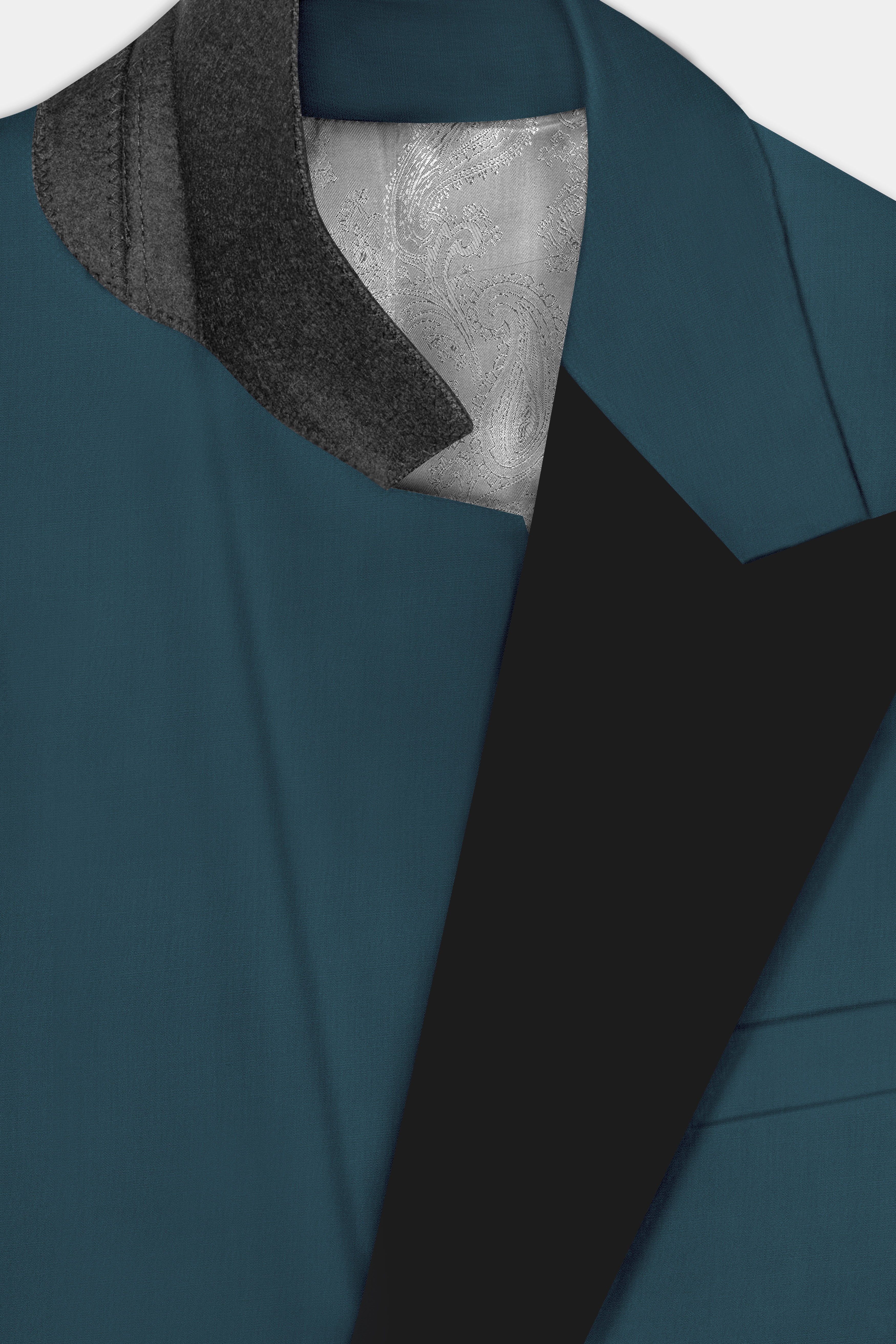 Prestige-Dianne Green Solid Wool Rich Peak Lapel Tuxedo Slight Stretch Suit