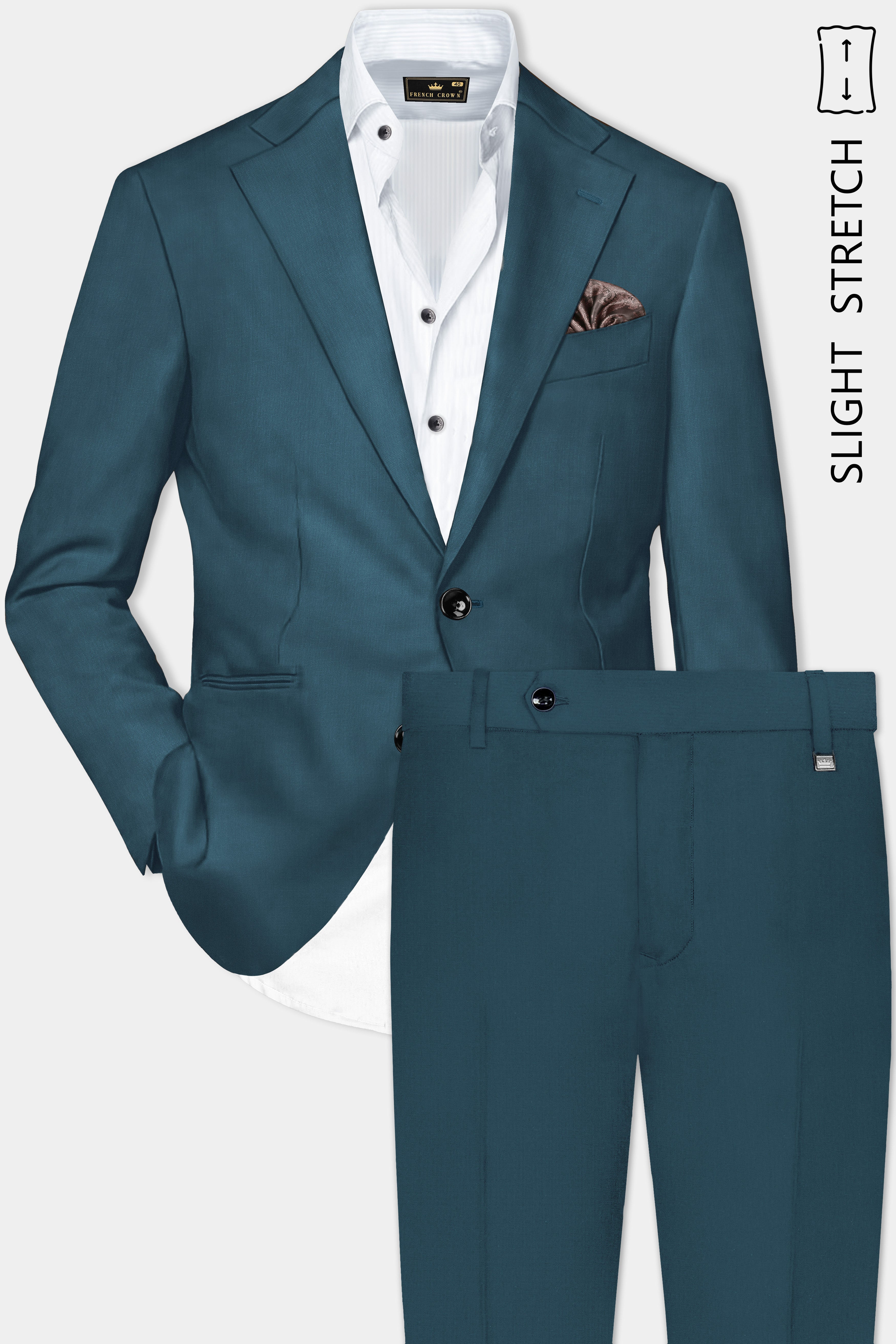 Prestige-Dianne Green Solid Wool Rich Single Breasted Slight Stretch Suit