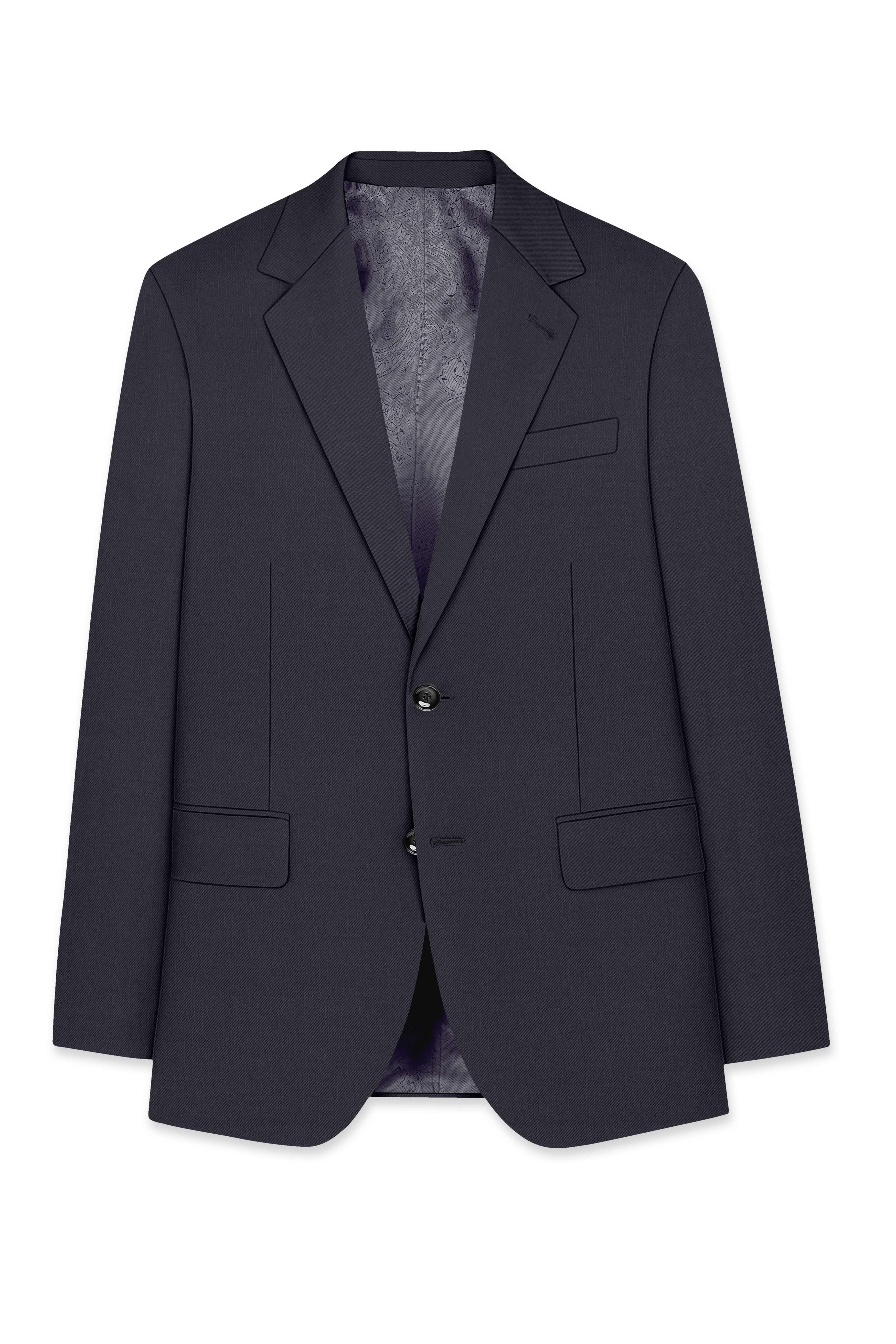 Vogue-Glaucous Gray Solid Wool Rich Single Breasted Slight Stretch Suit