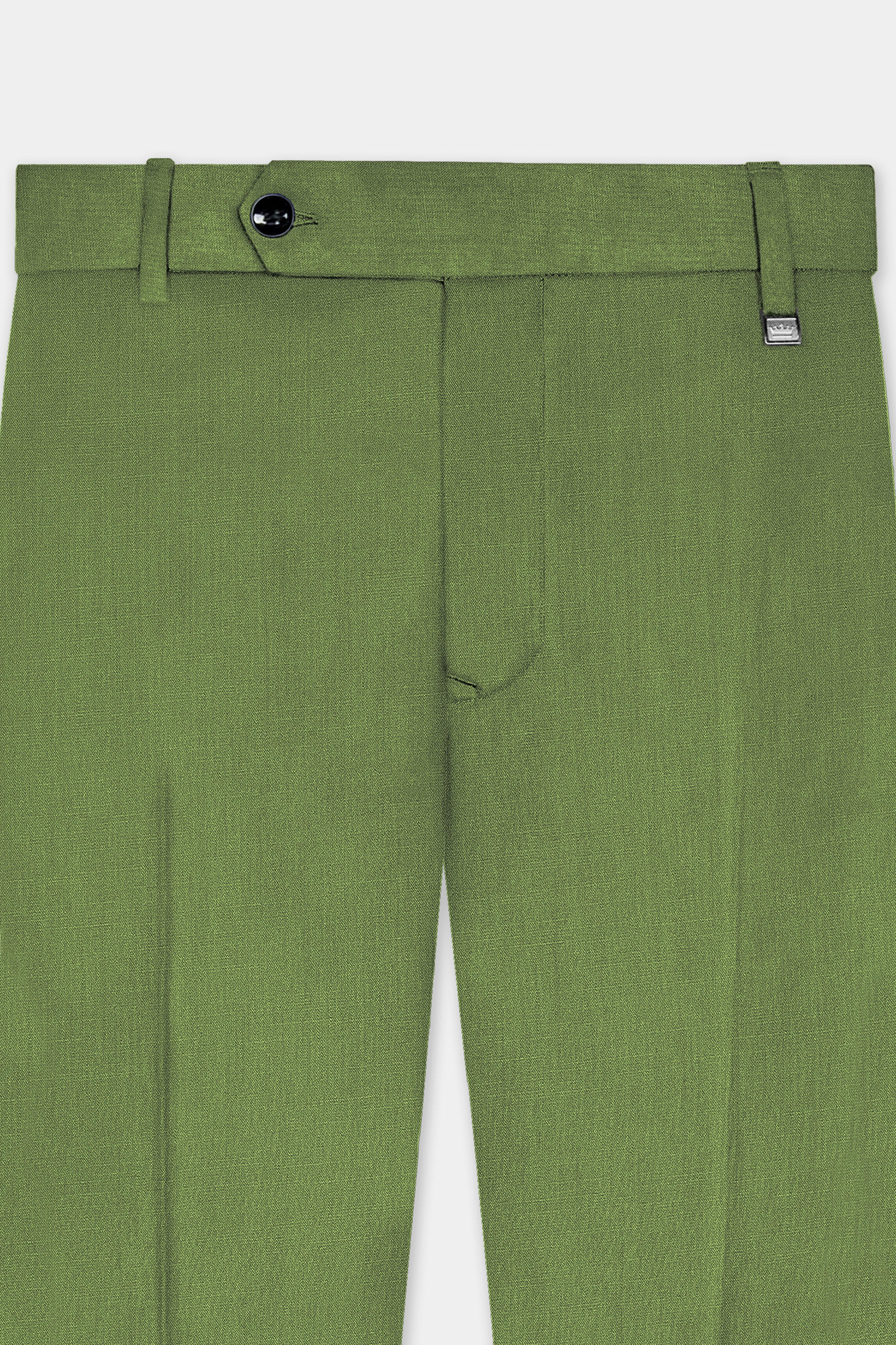 Sage Regal-Dingley Green Solid Wool Rich Bandhgala Slight Stretch Suit