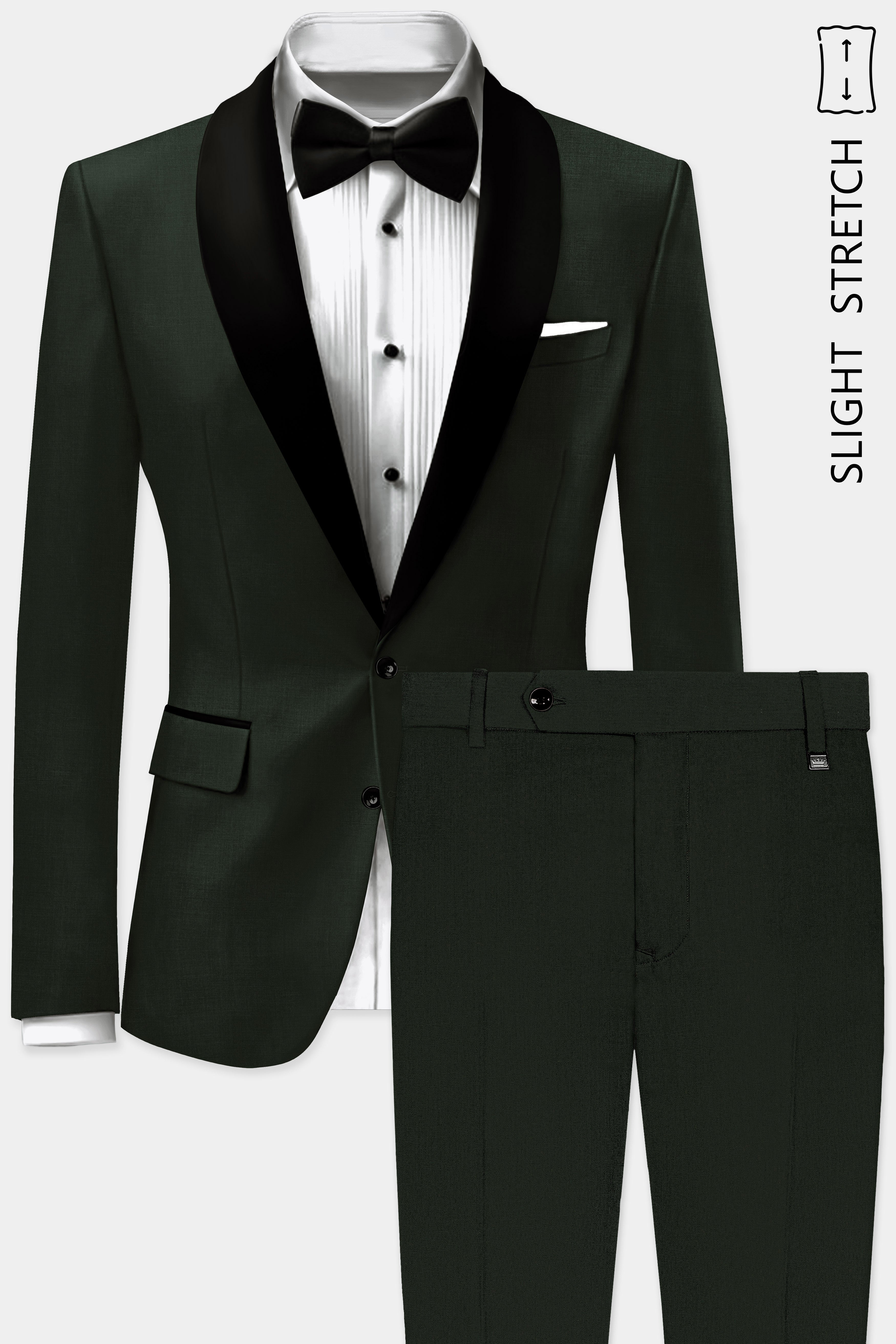 Verdant Majesty-Juniper Green Solid Wool Rich Tuxedo Slight Stretch Suit