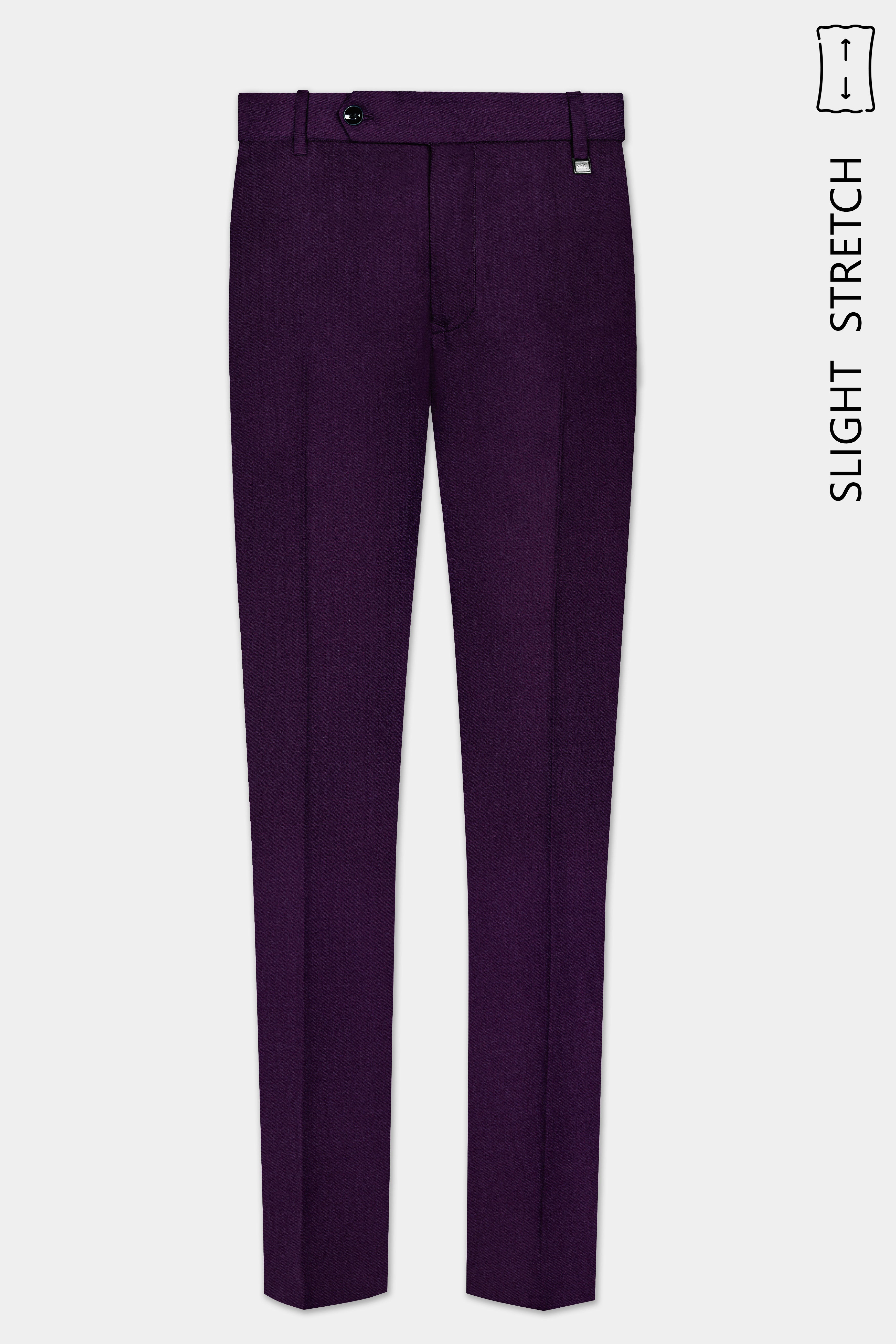 Regal Plum-Eggplant Purple Solid Wool Rich Tuxedo Slight Stretch Suit