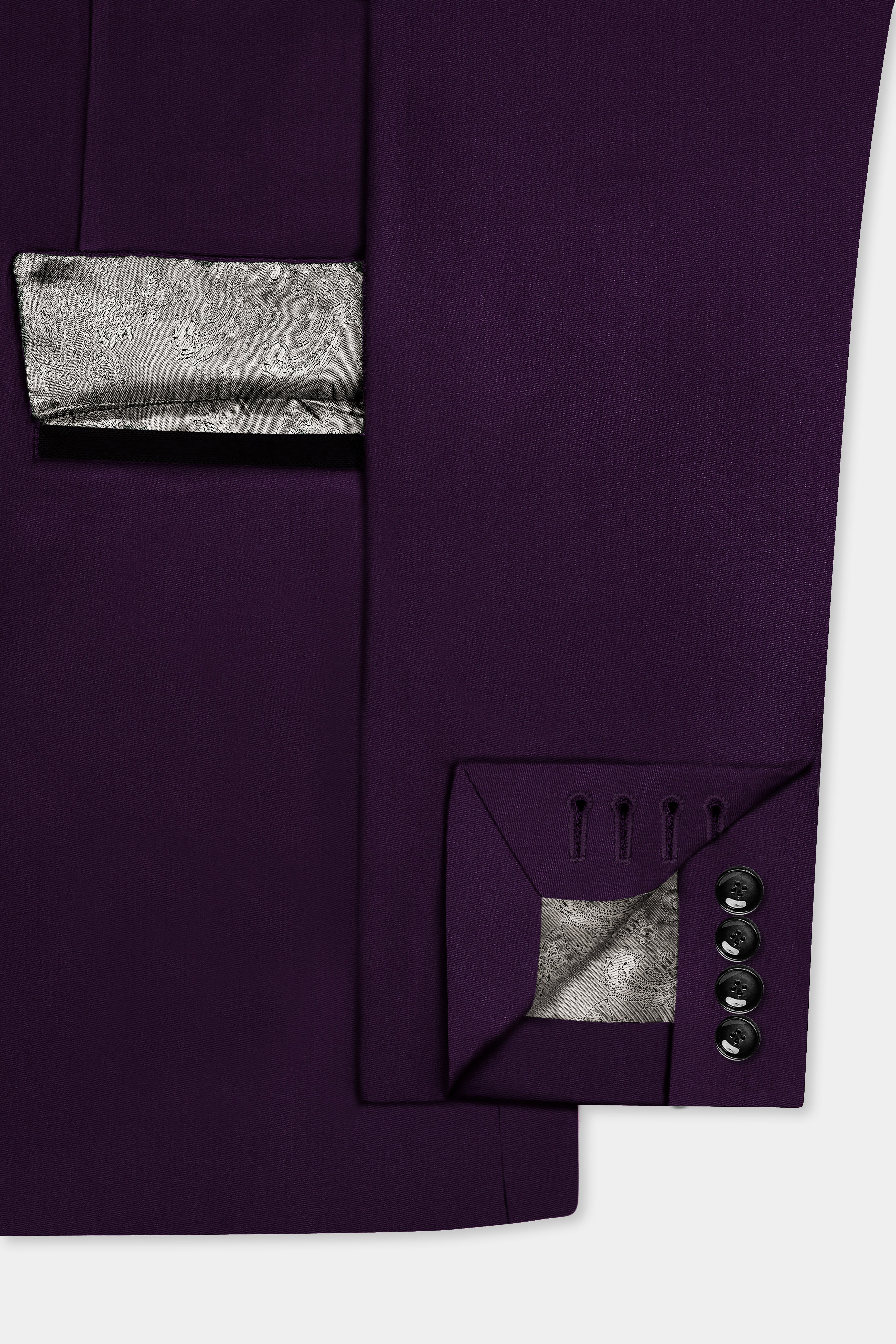 Regal Plum-Eggplant Purple Solid Wool Rich Tuxedo Slight Stretch Suit