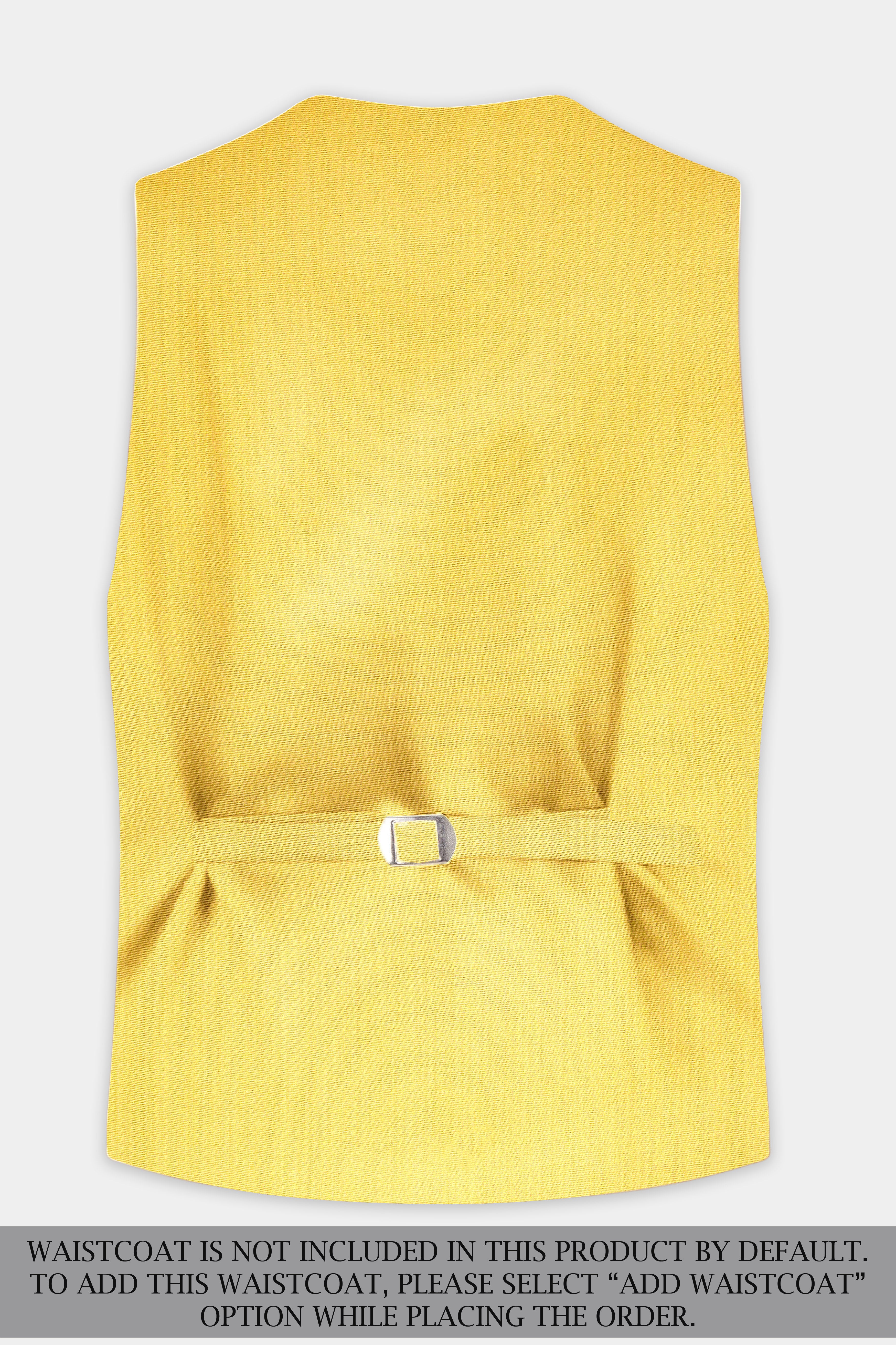 Saffron Elegance-Lemon Yellow Solid Wool Rich Double Breasted Slight Stretch Suit