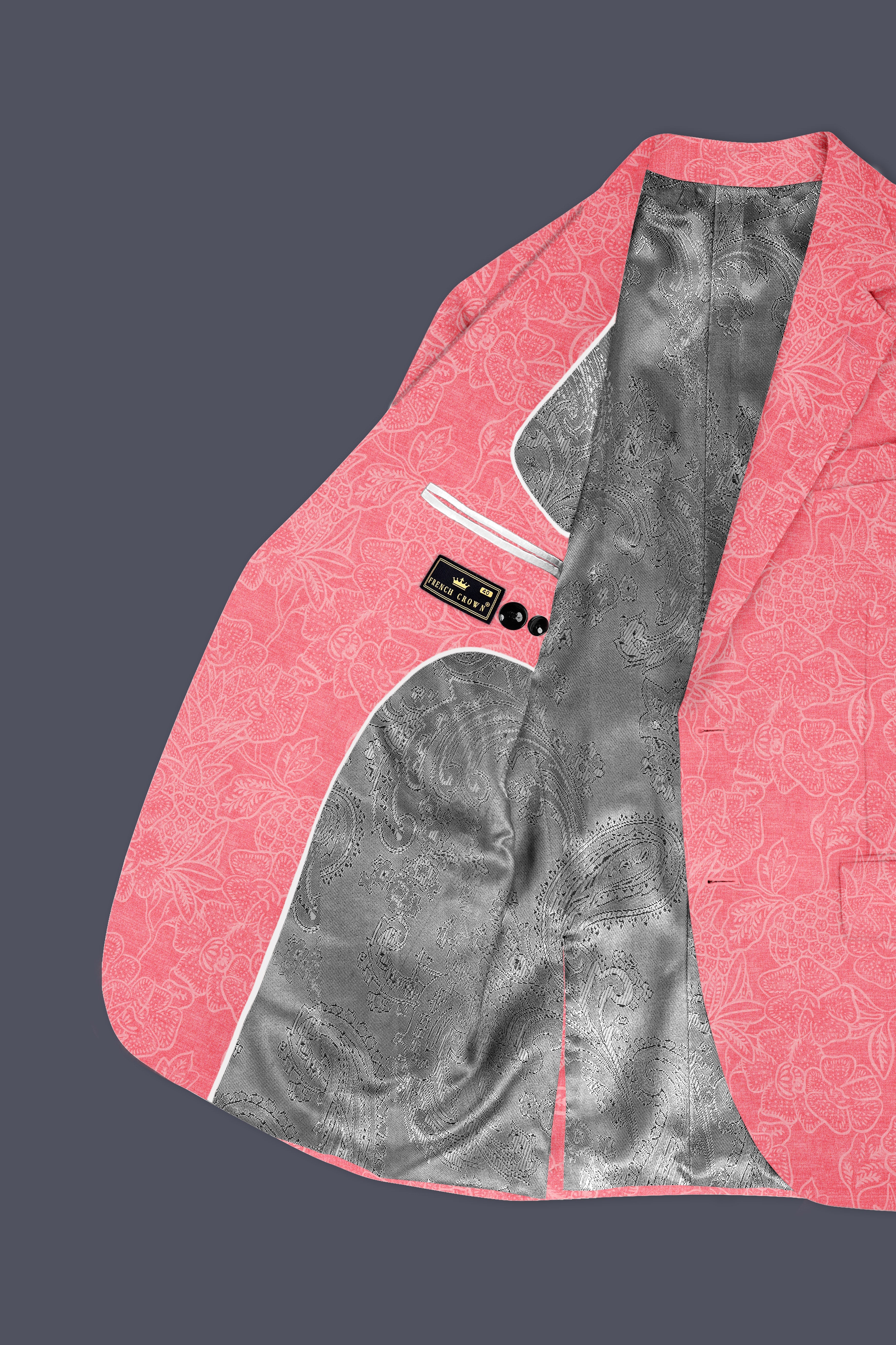 Springtide-Geraldine Pink Floral Printed Cotton Single Breasted Suit