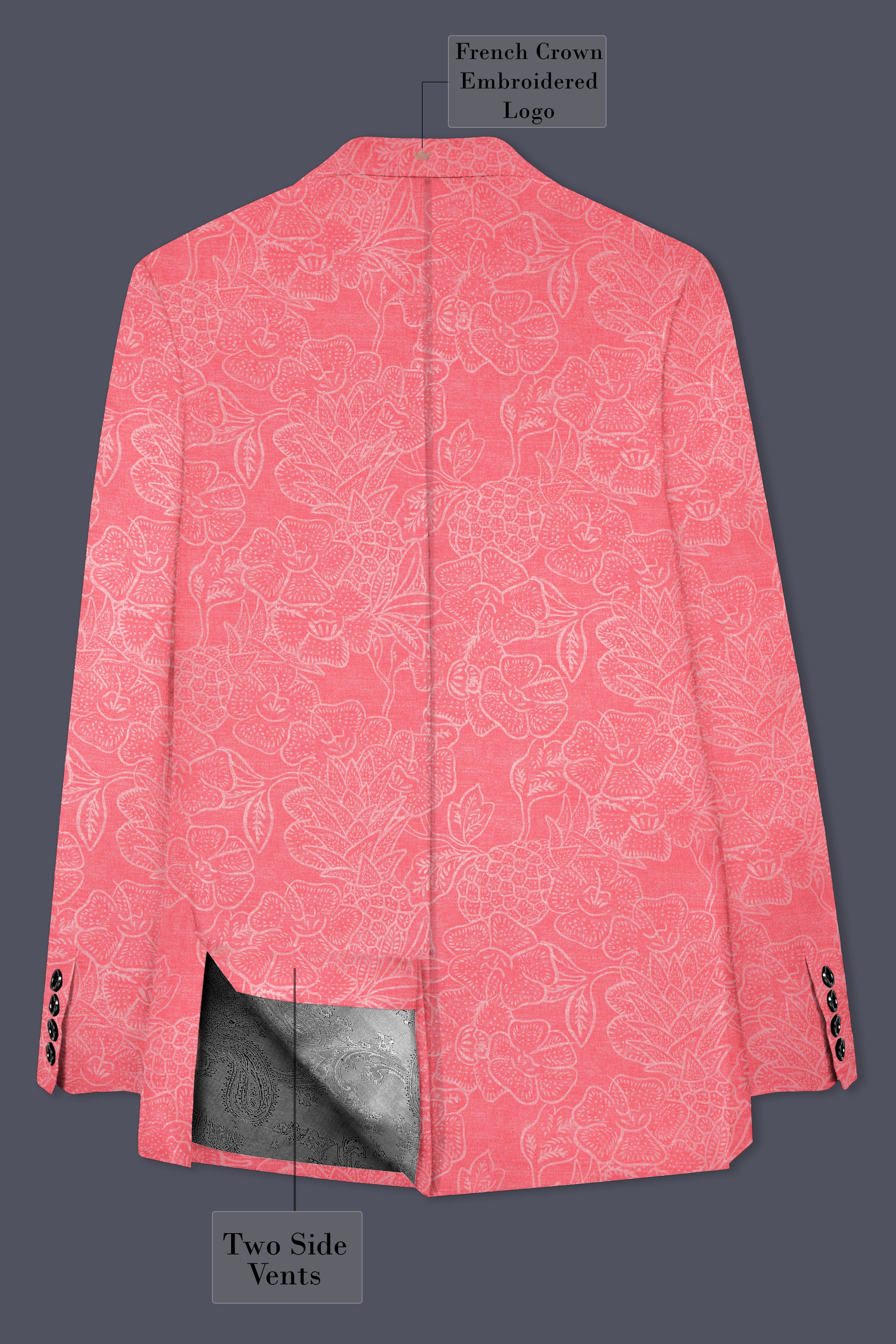 Springtide-Geraldine Pink Floral Printed Cotton Single Breasted Suit