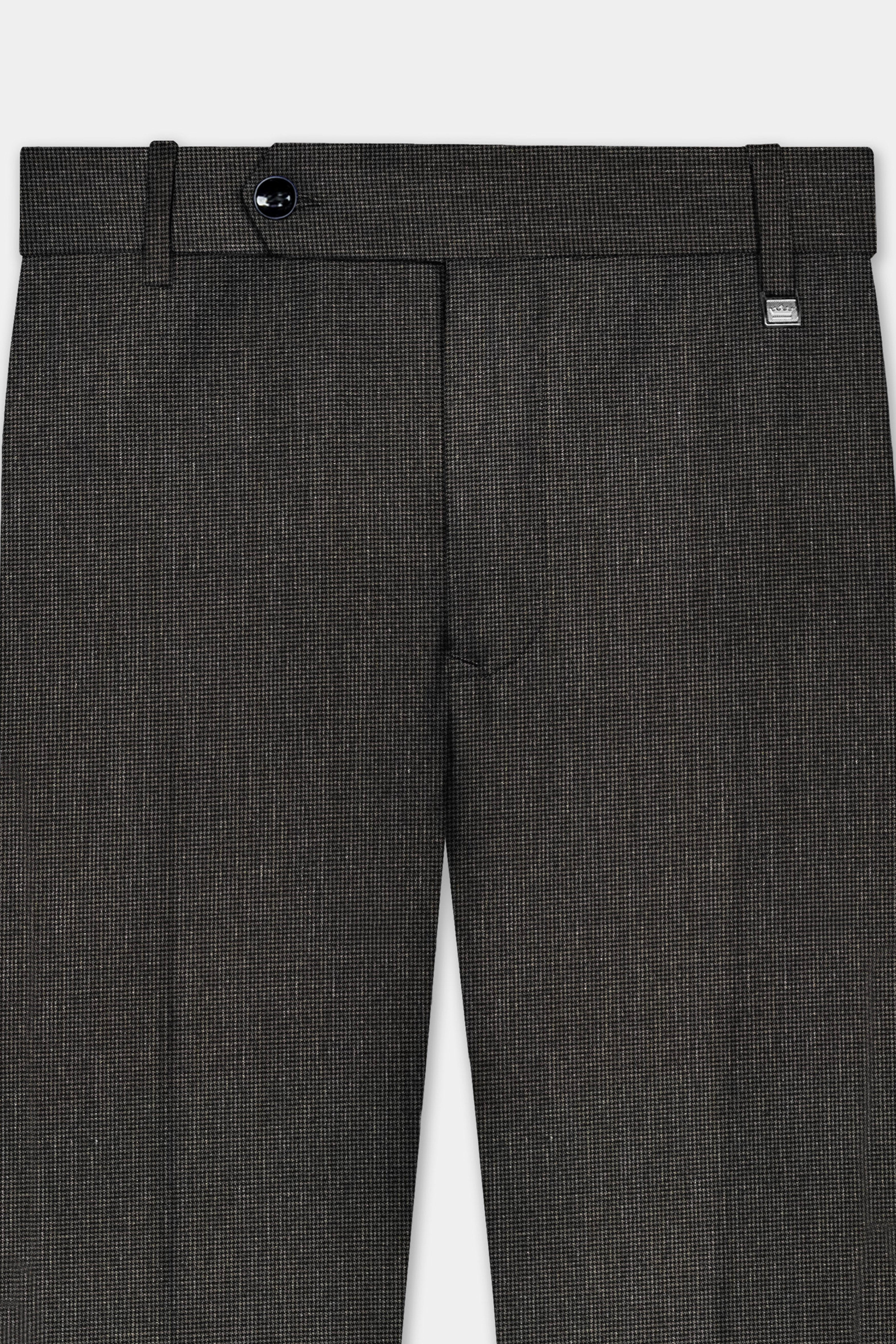 Granite Grid-Piano Gray houndstooth Textured Wool Rich Double Breasted Sports Suit