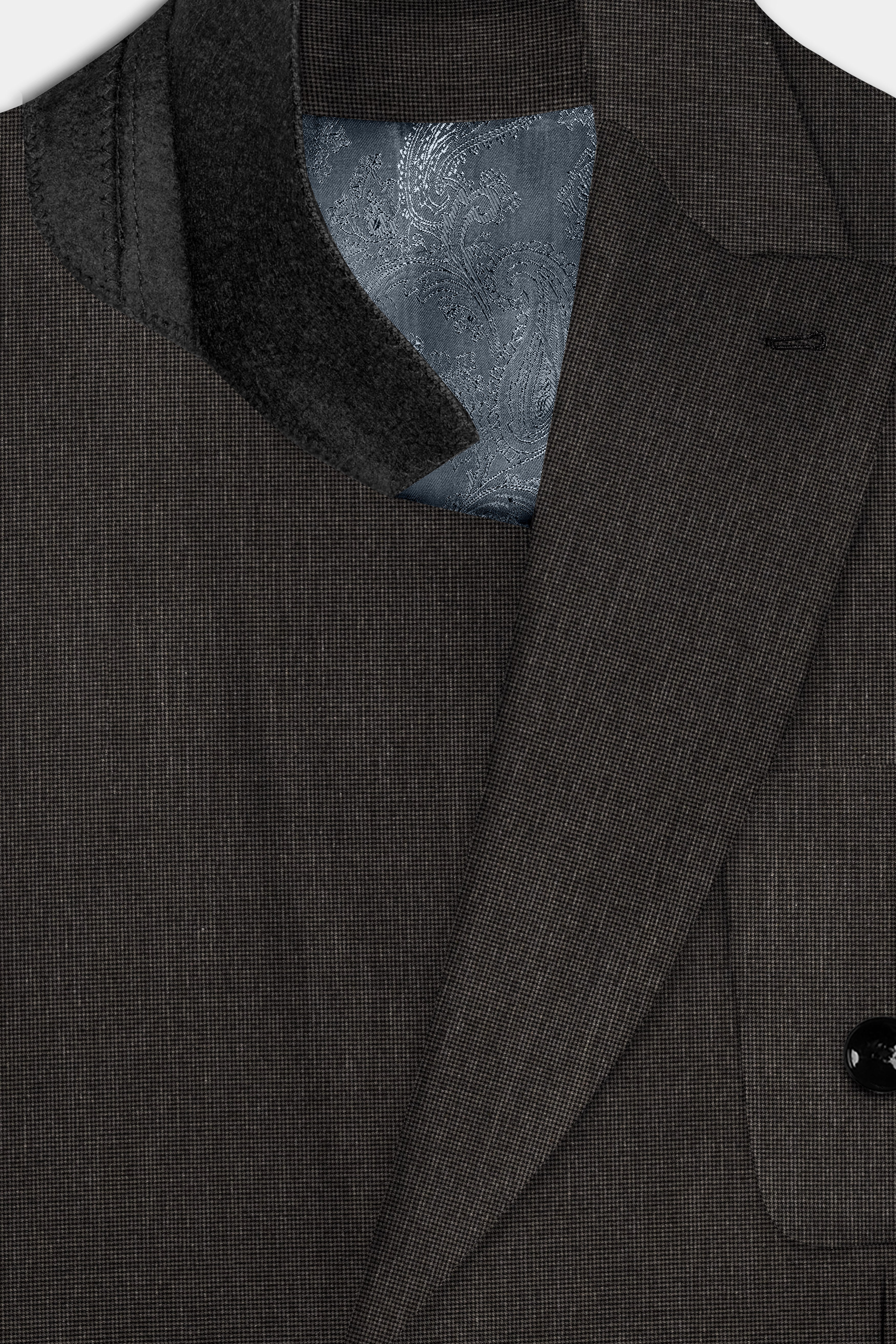 Granite Grid-Piano Gray houndstooth Textured Wool Rich Double Breasted Sports Suit