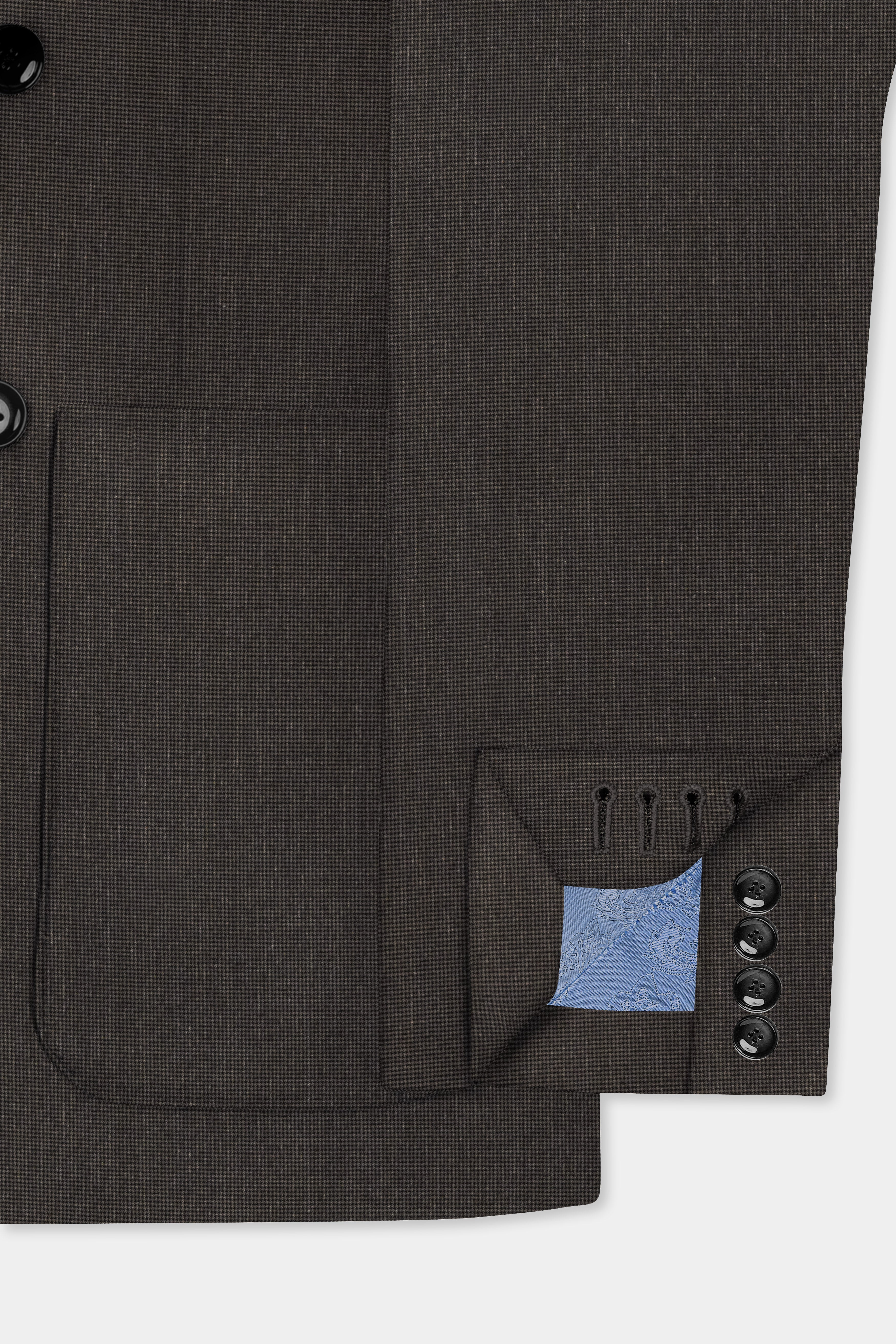 Granite Grid-Piano Gray houndstooth Textured Wool Rich Double Breasted Sports Suit