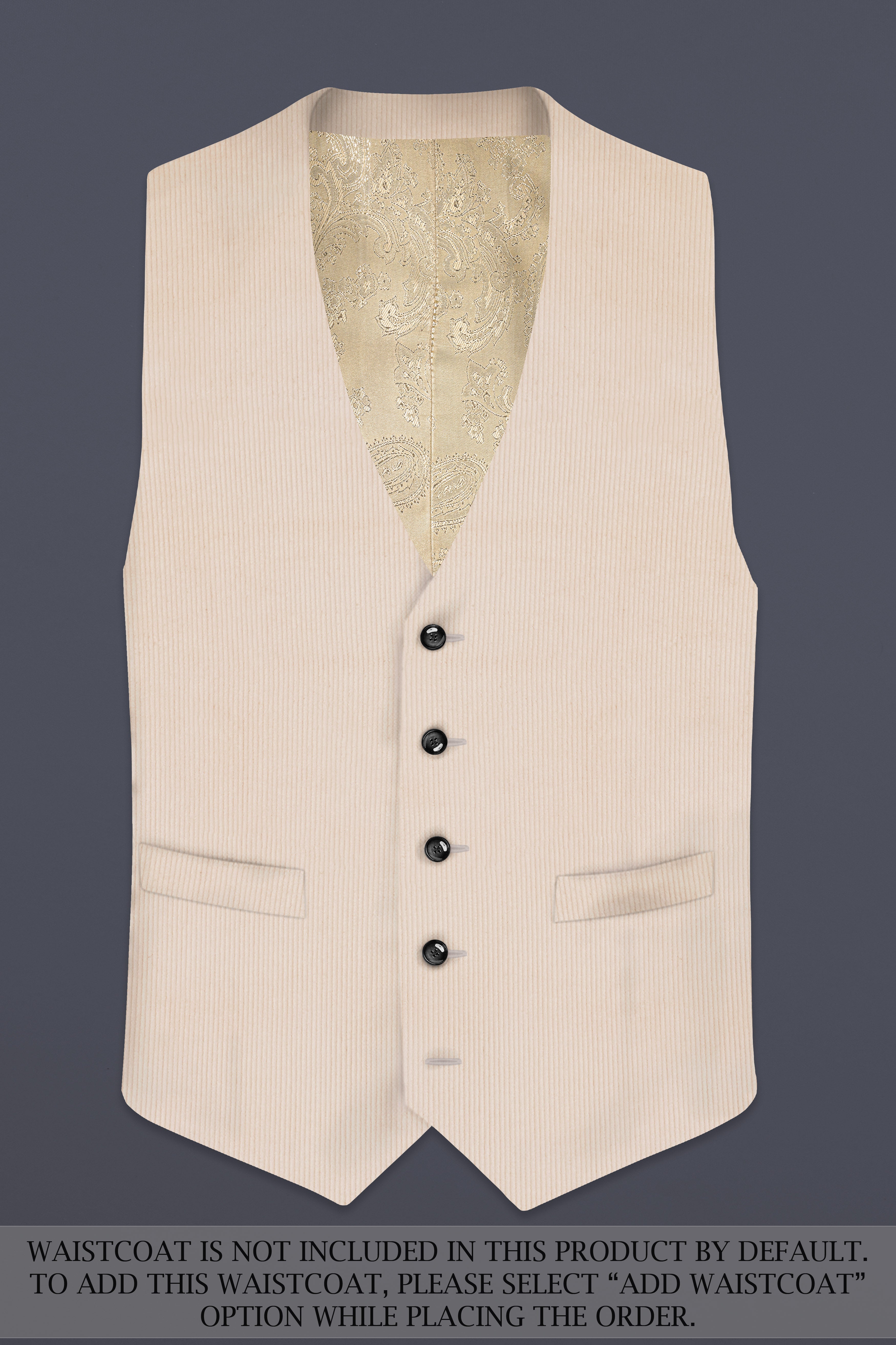 Moonbeam-Moon Mist Cream Textured Corduroy Premium Cotton Single Breasted Sports Suit