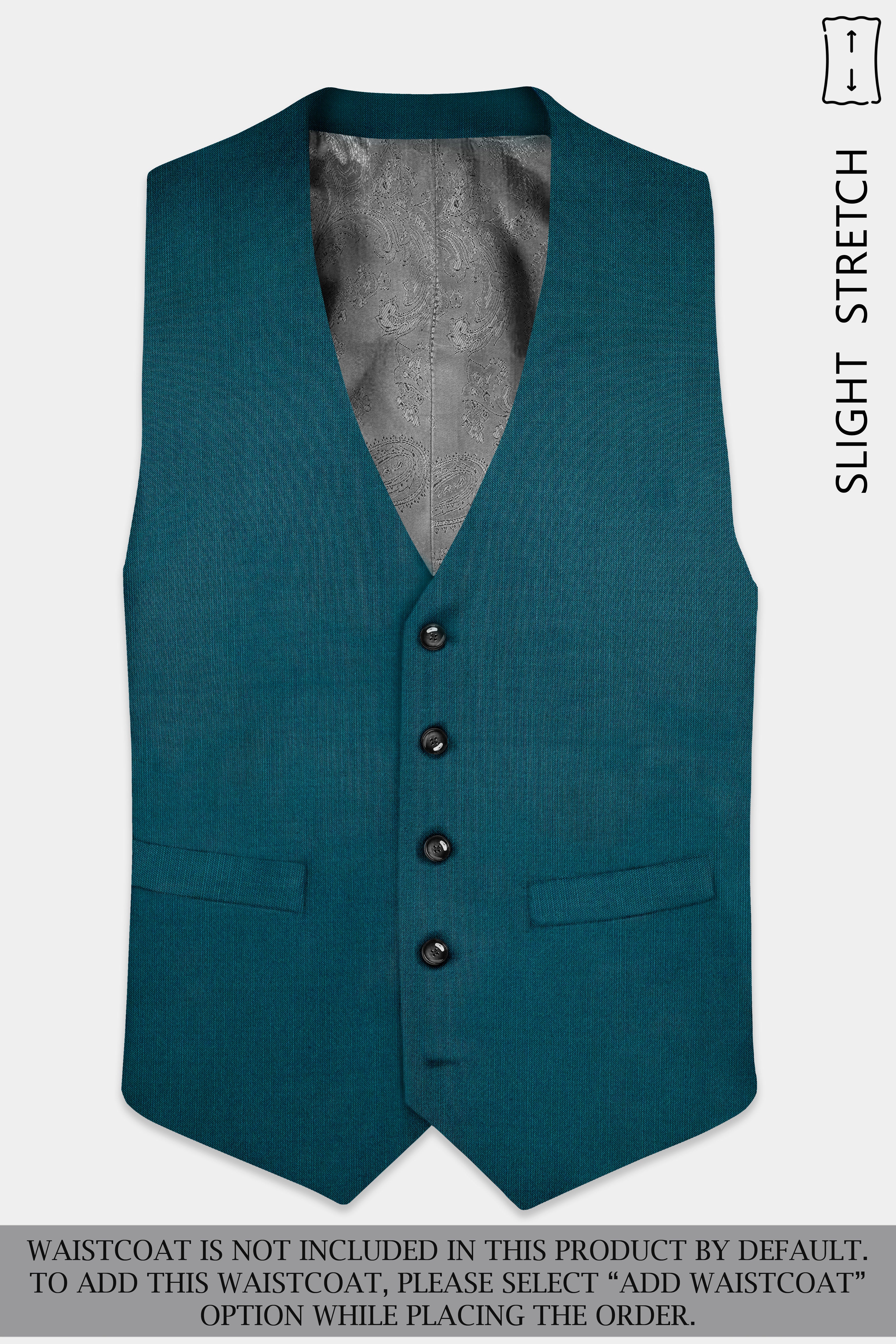 Sapphire-Peacock Blue Solid Wool Rich Single Breasted Slight Stretch Suit