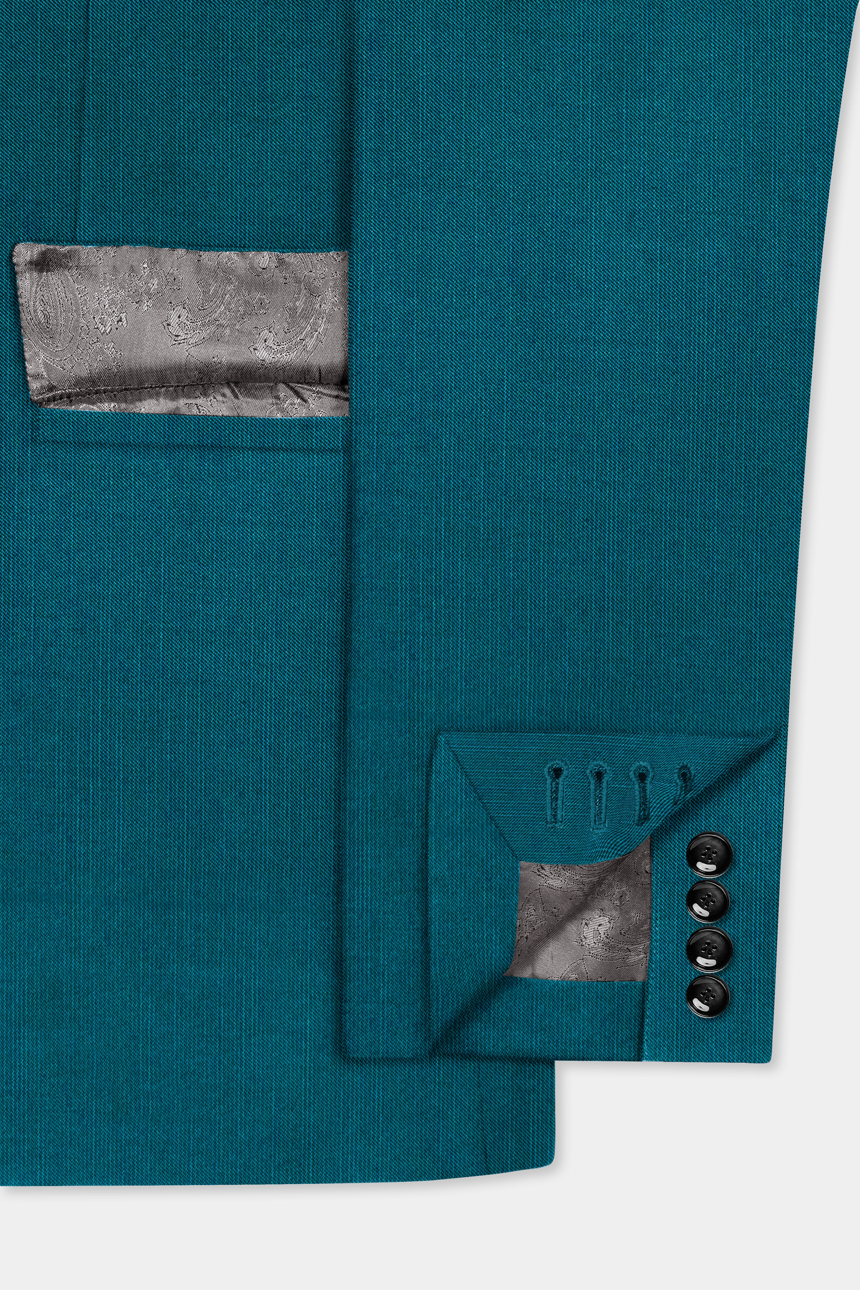 Sapphire-Peacock Blue Solid Wool Rich Single Breasted Slight Stretch Suit