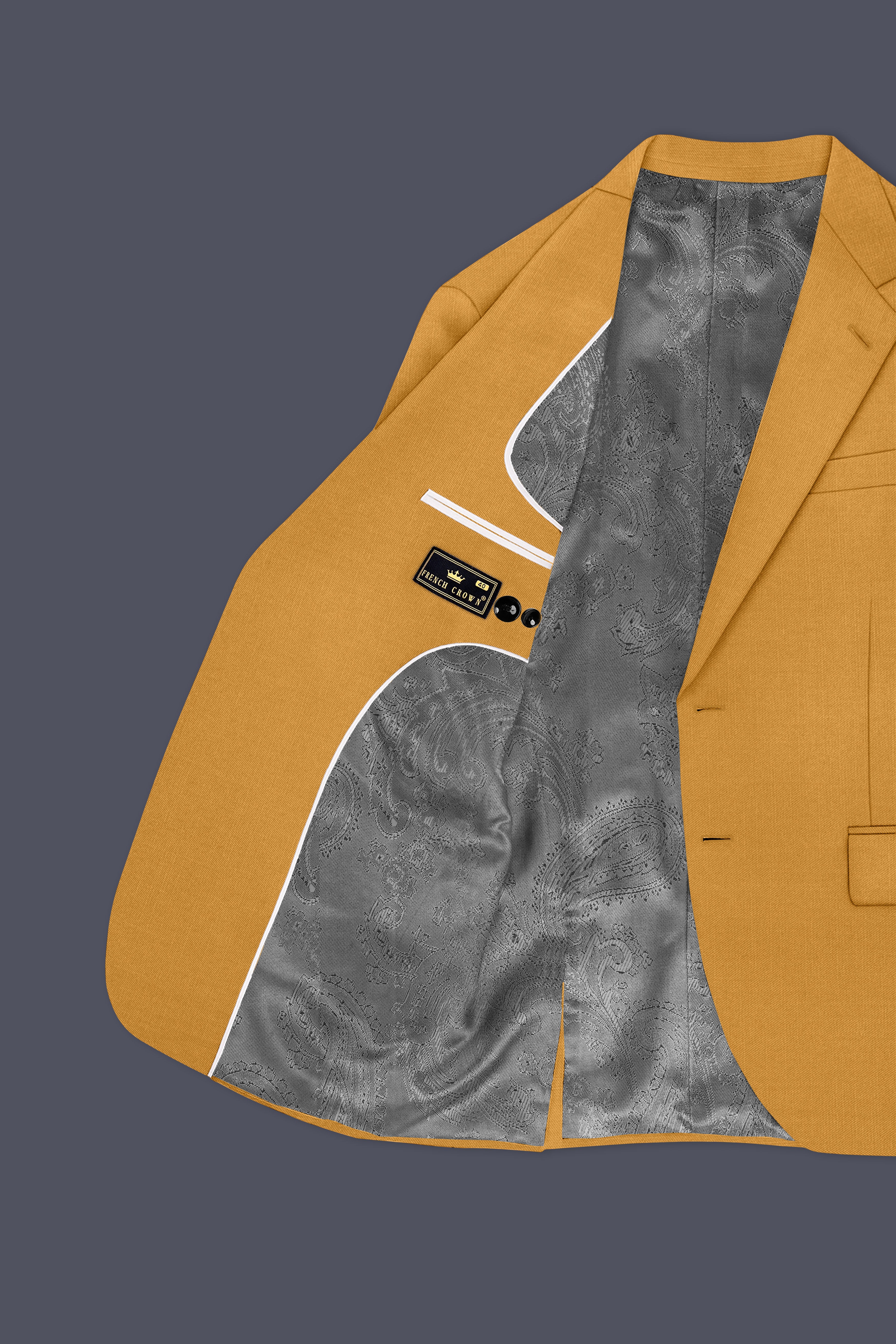 Saffron-Harvest Yellow Solid Wool Rich Single Breasted Slight Stretch Suit