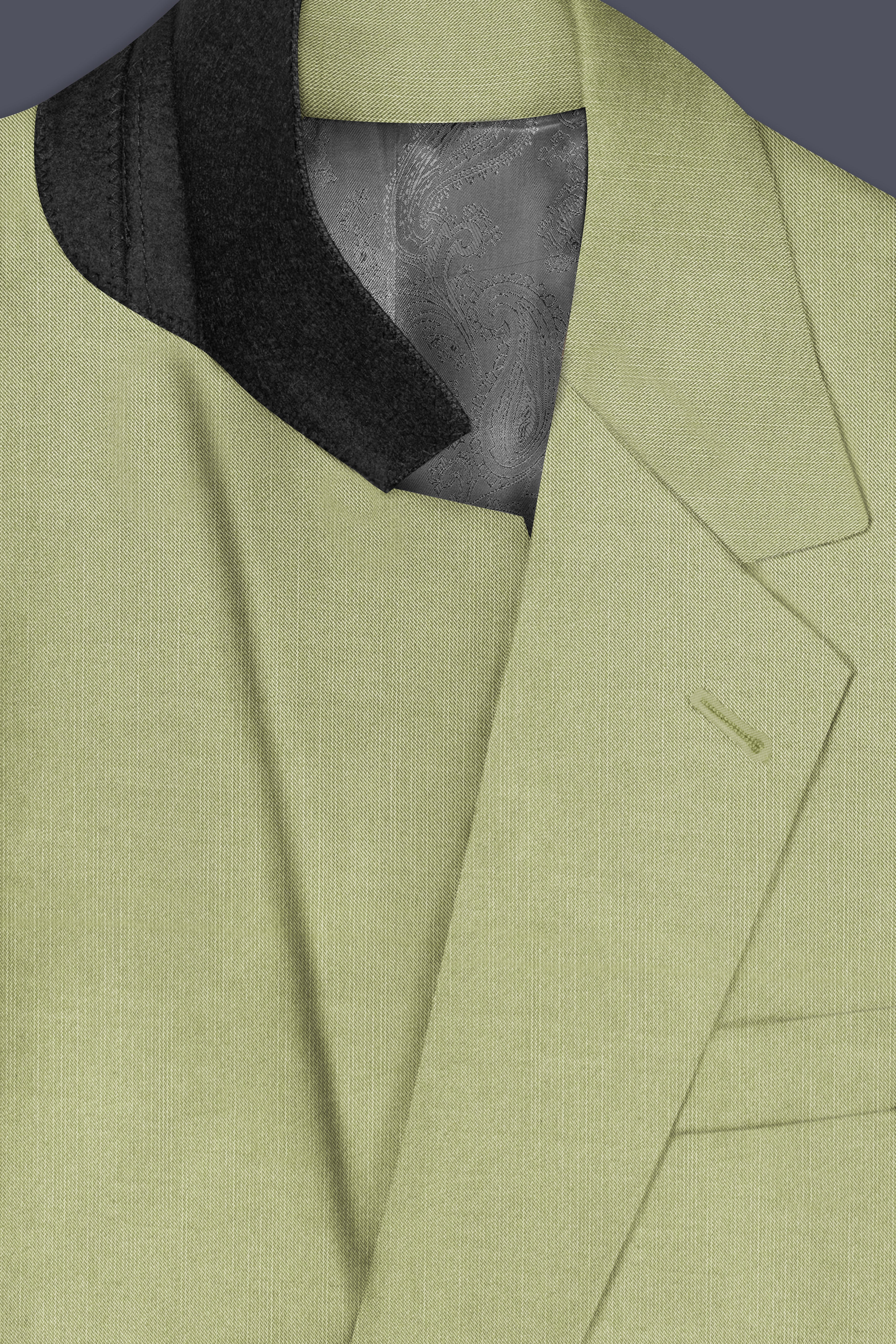 Marsh-Swamp Green Solid Wool Rich Single Breasted Slight Stretch Suit