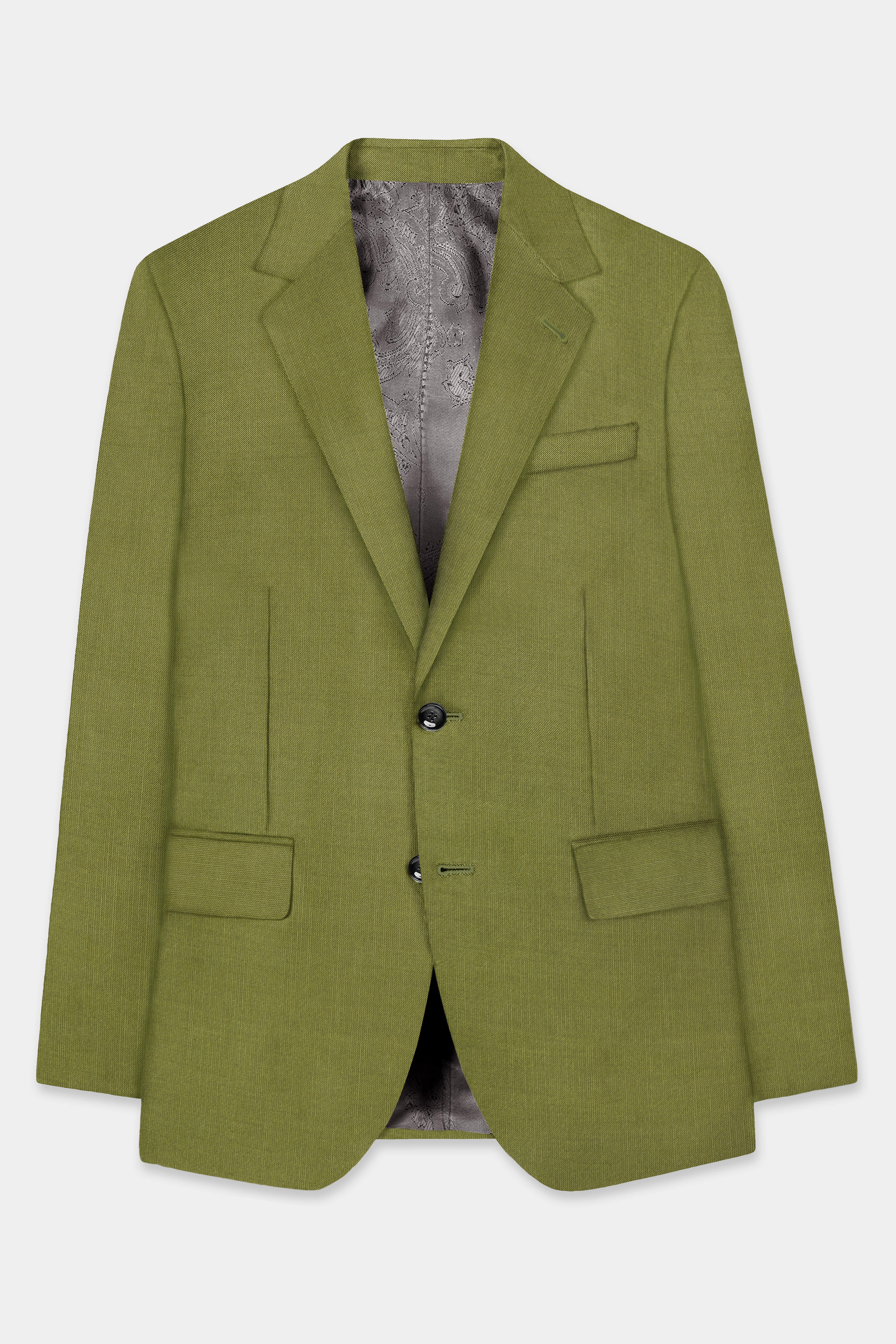 Glade-Muddy Green Solid Wool Rich Single Breasted Slight Stretch Suit