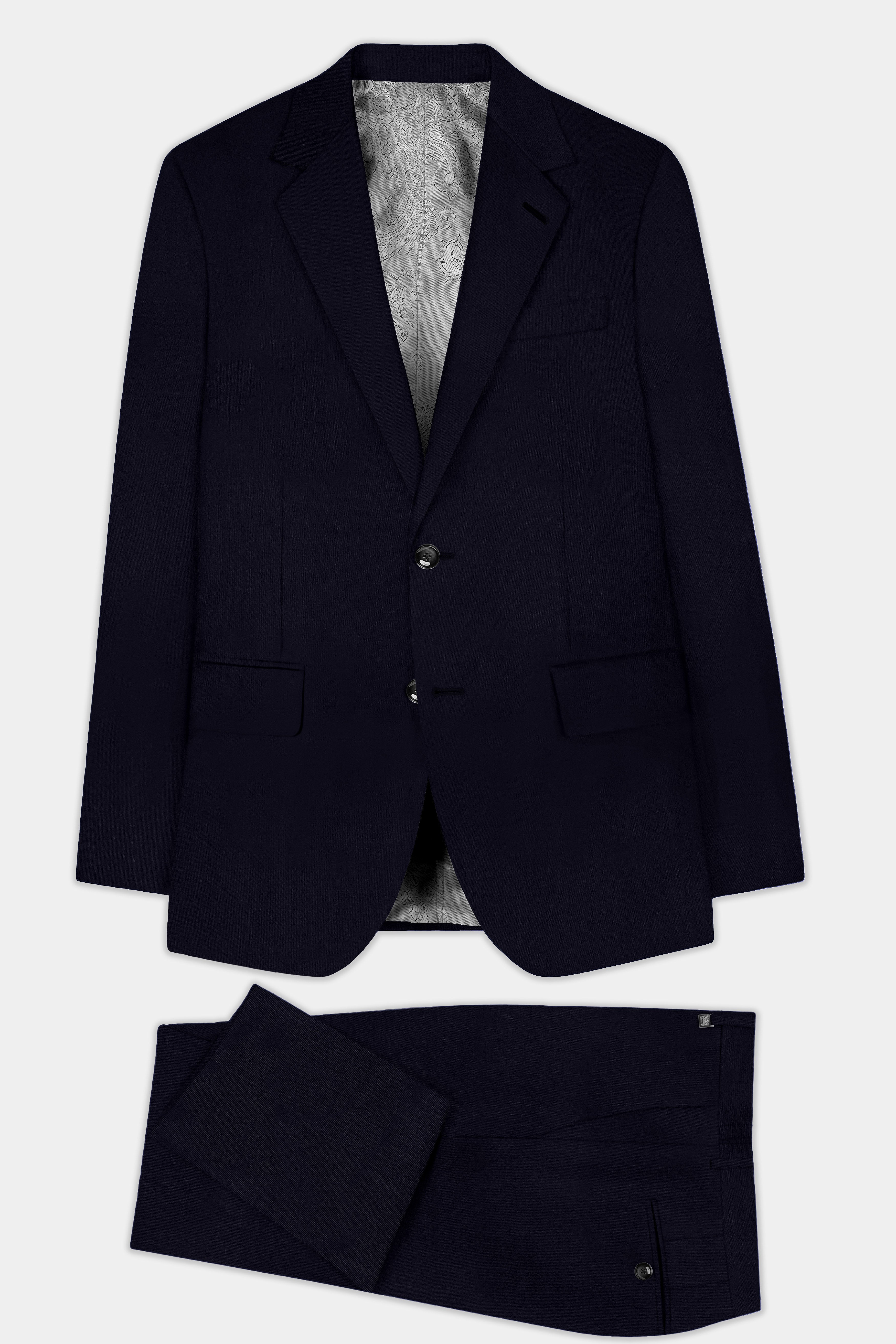 Vulcan Blue Solid Wool Rich Single Breasted Suit