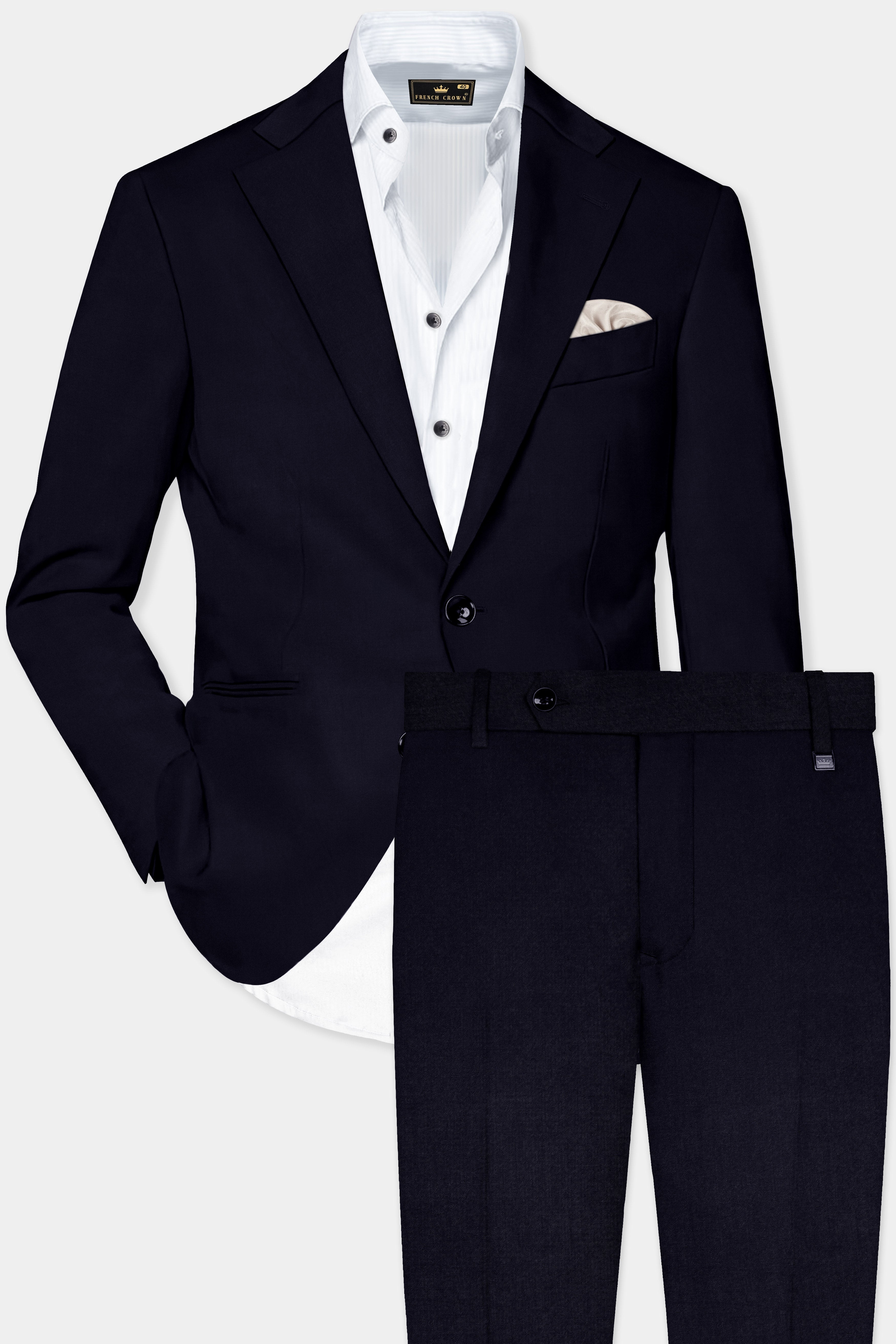 Vulcan Blue Solid Wool Rich Single Breasted Suit