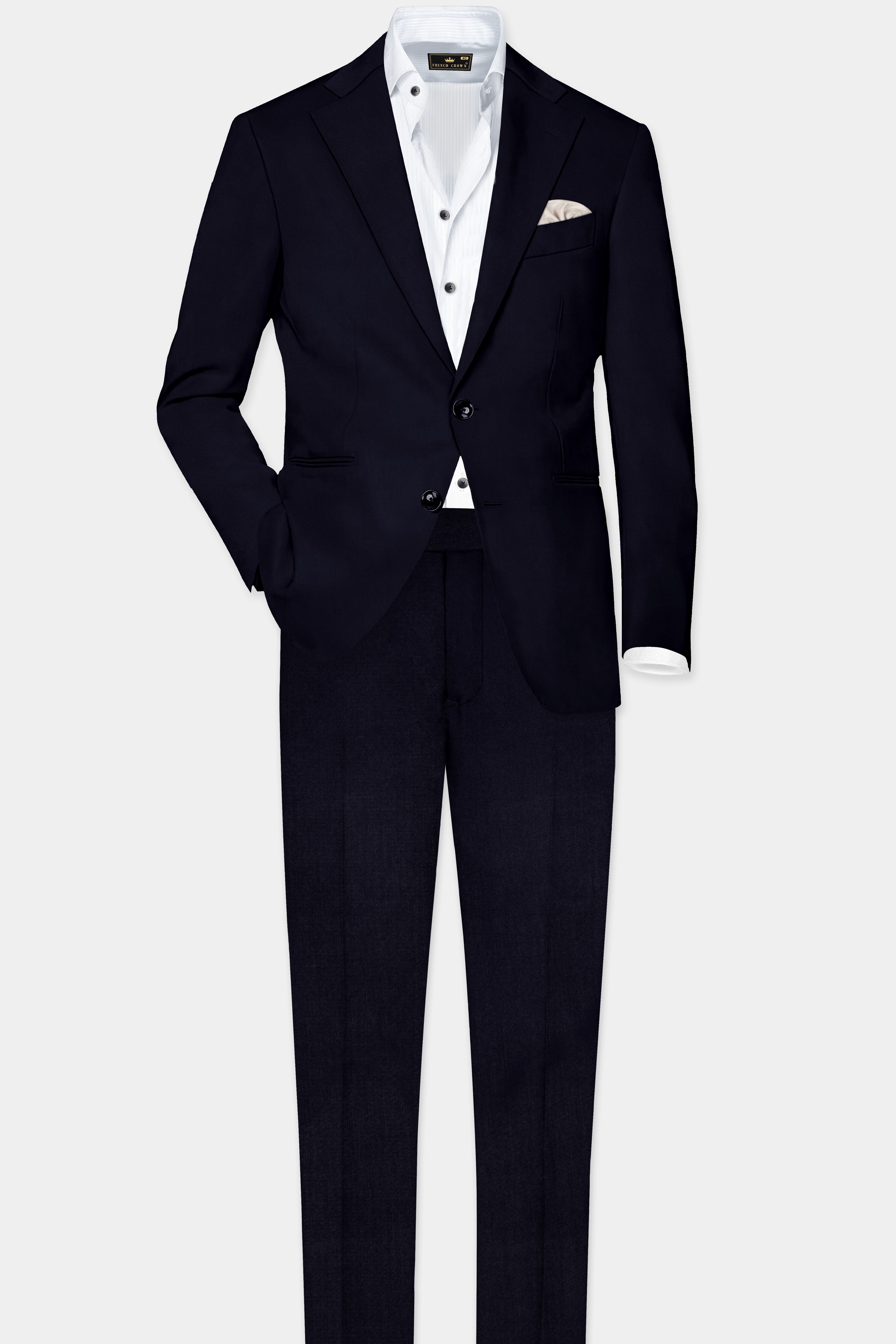 Vulcan Blue Solid Wool Rich Single Breasted Suit
