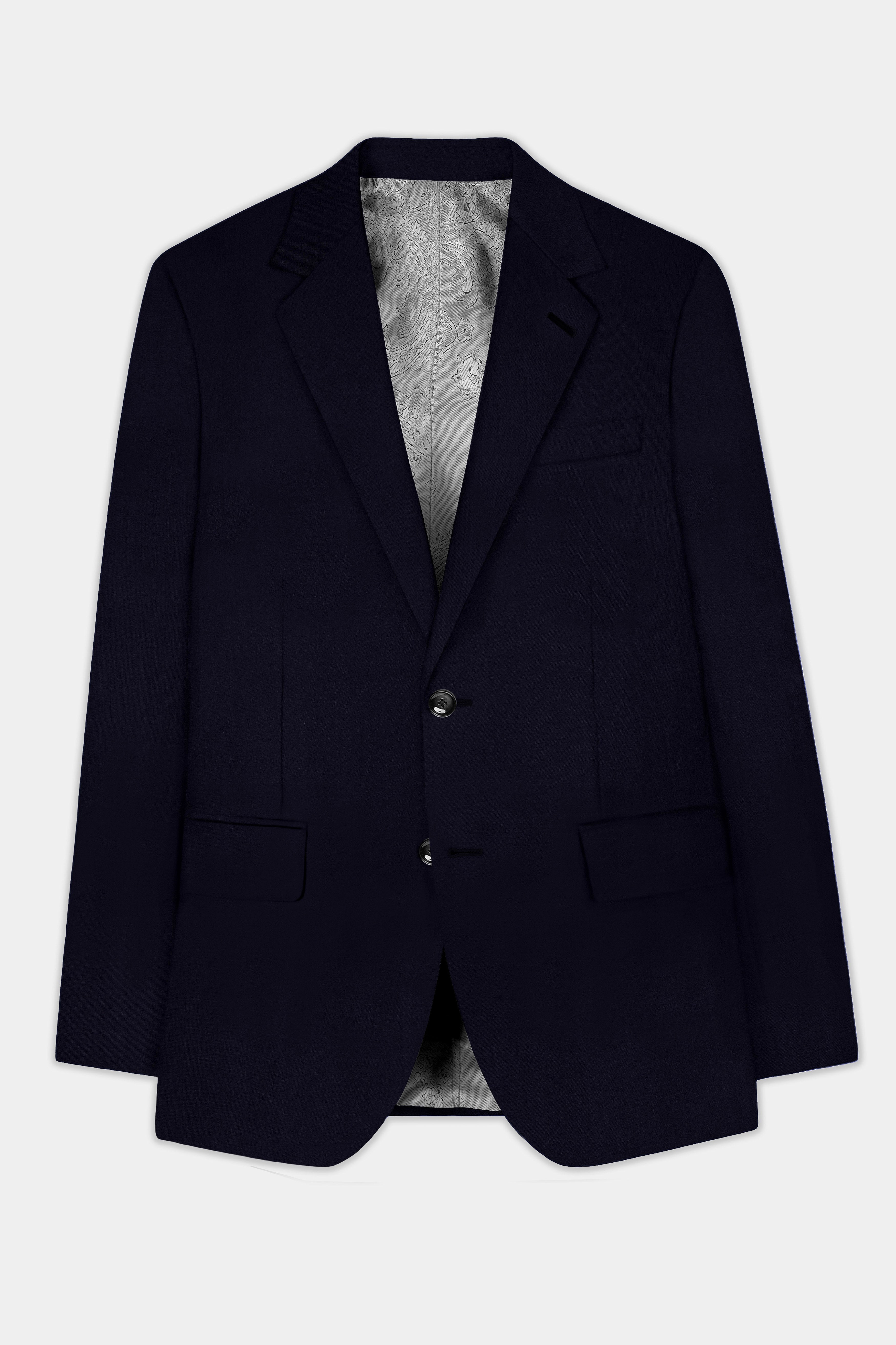 Vulcan Blue Solid Wool Rich Single Breasted Suit
