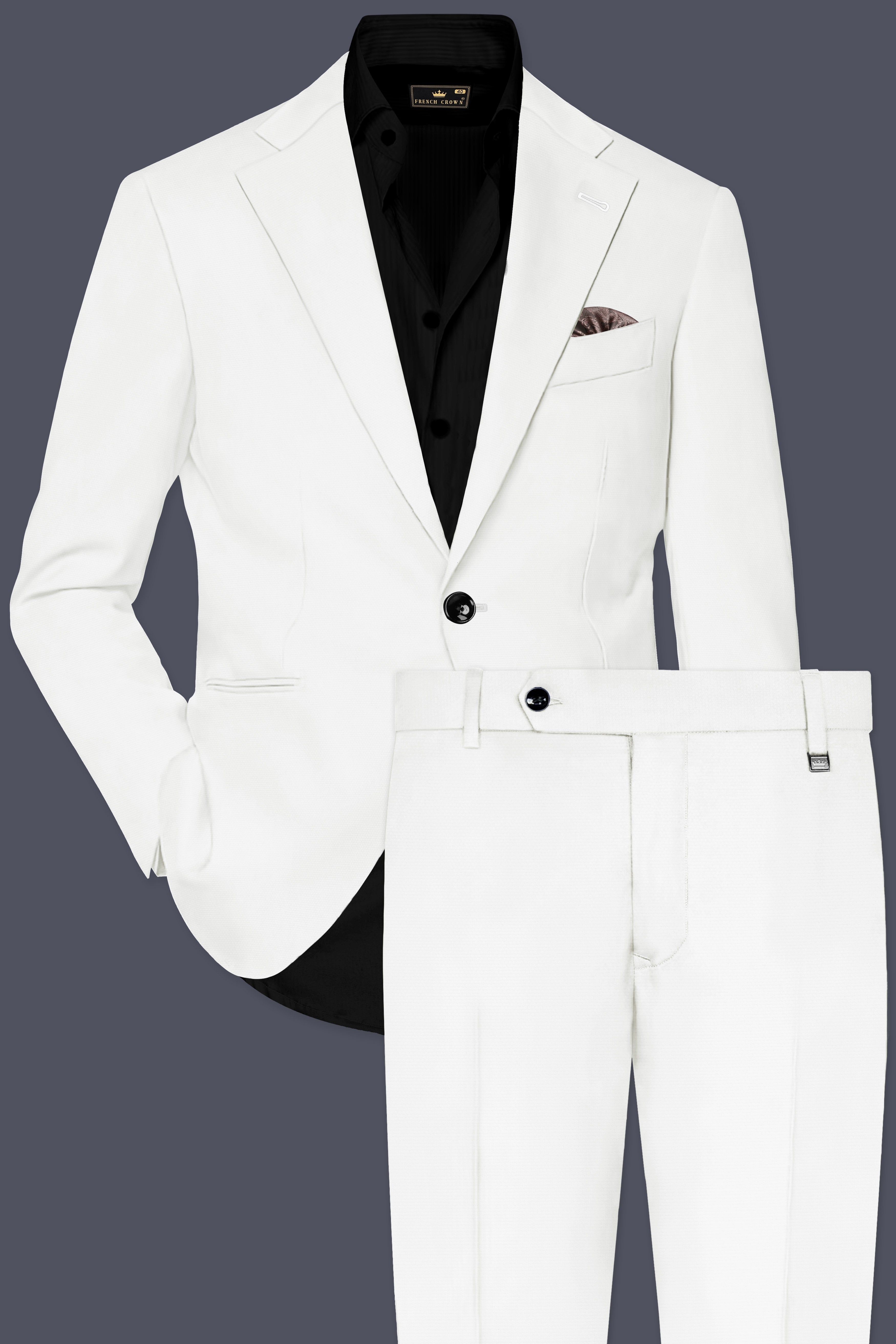 Merino Cream Solid Cotton Single Breasted Suit