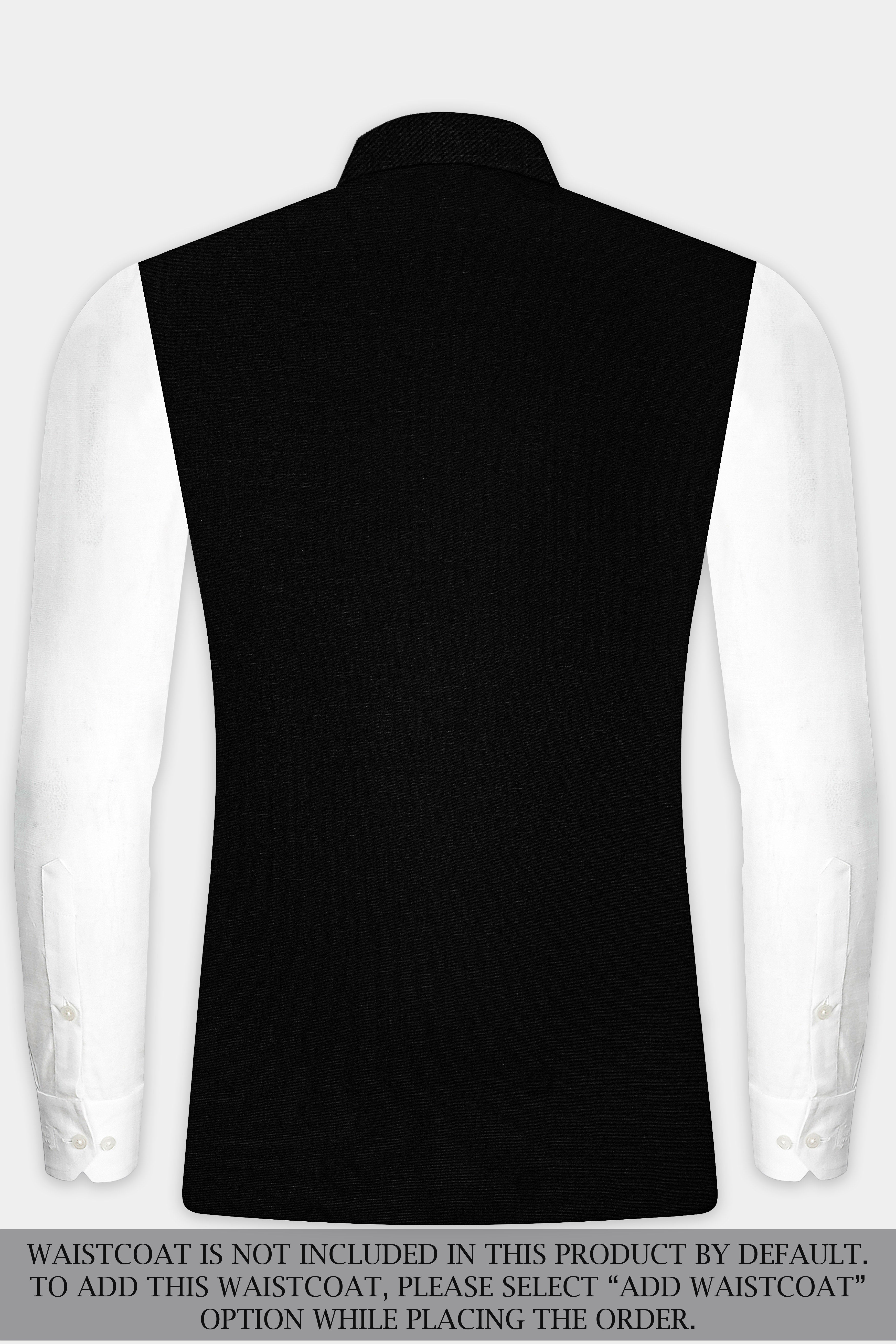 Jade Black Solid Wool Rich Bandhgala Stretchable traveler Suit