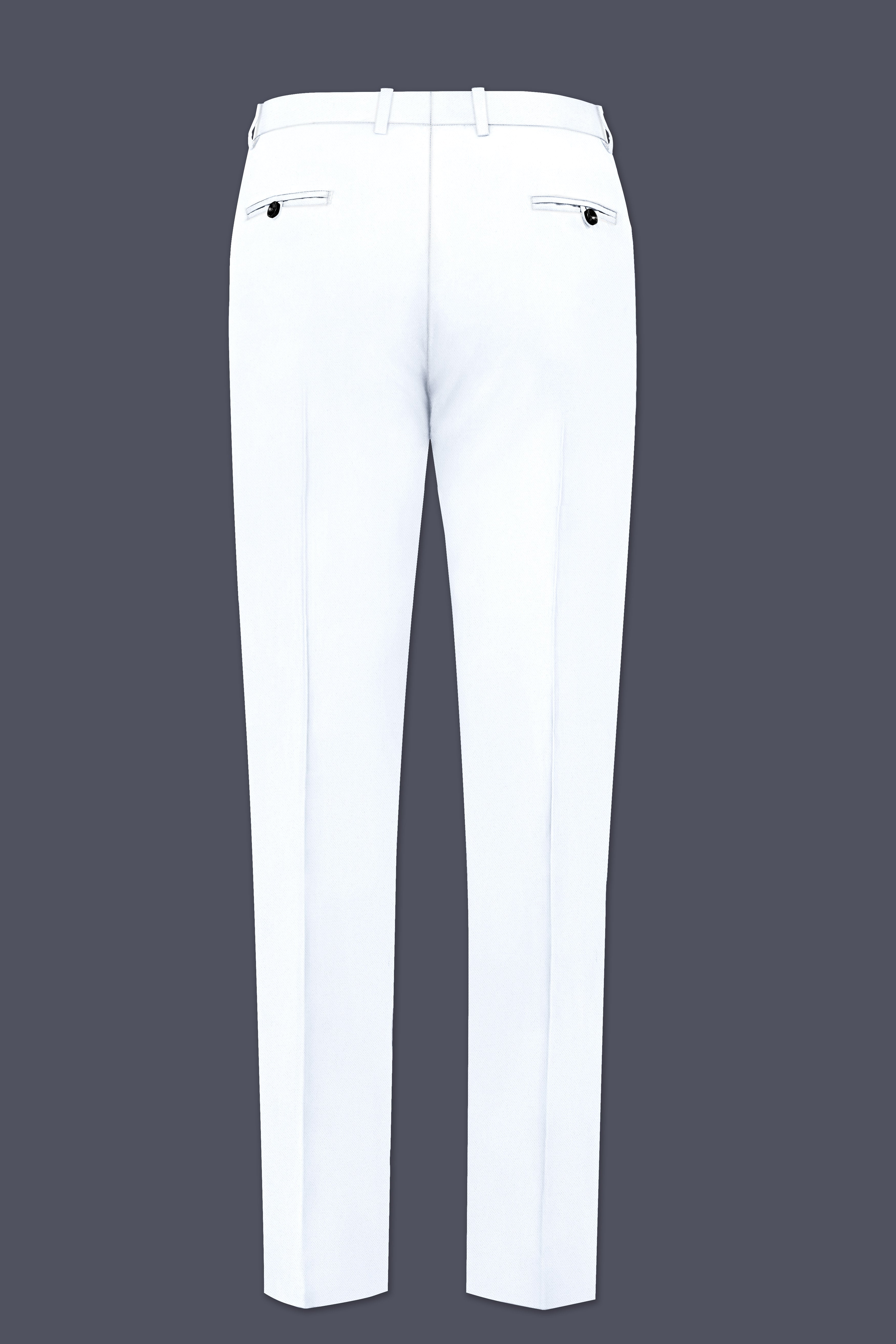 Bright White Solid Wool Rich Bandhgala Stretchable traveler Suit