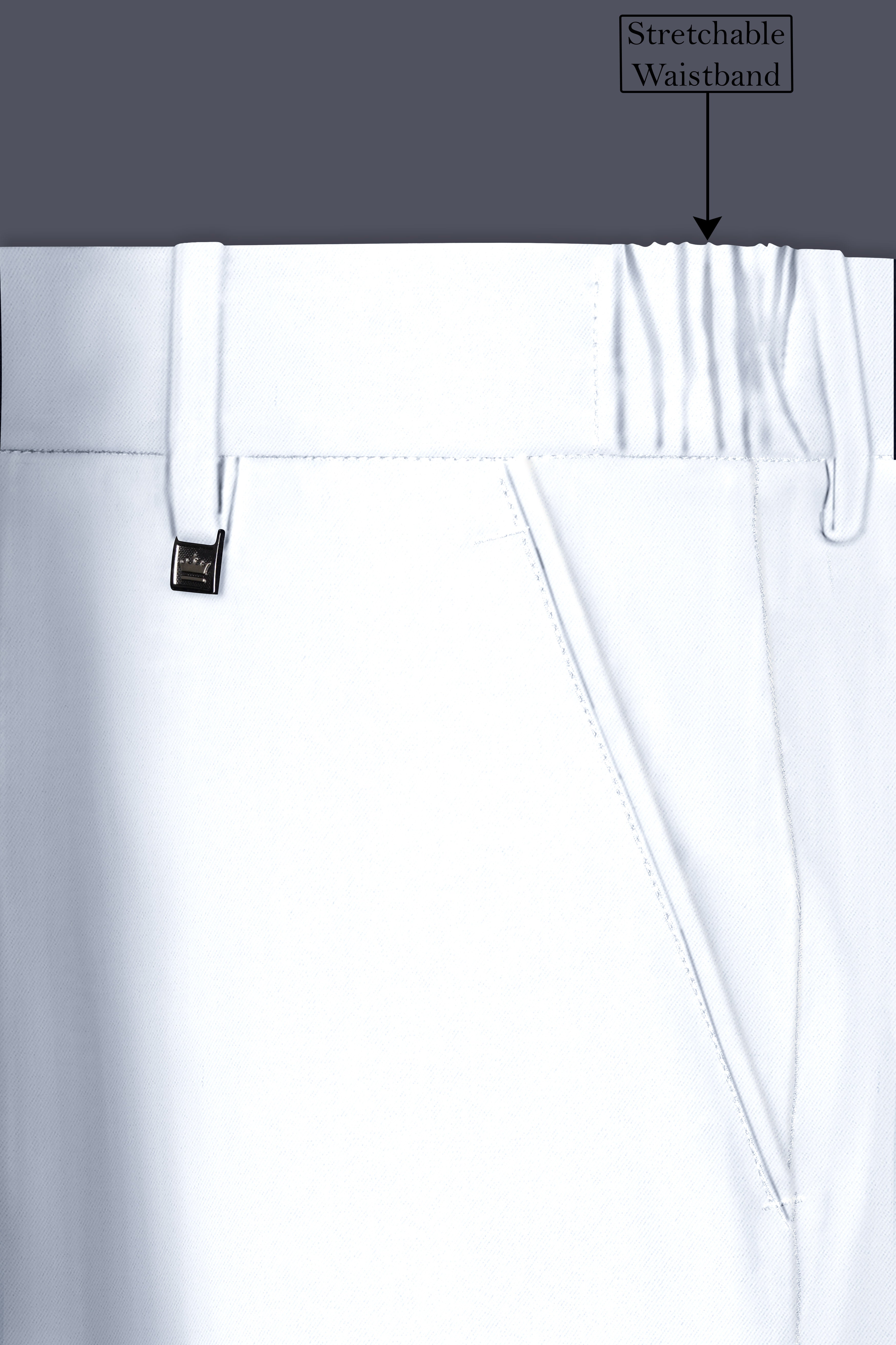 Bright White Solid Wool Rich Bandhgala Stretchable traveler Suit