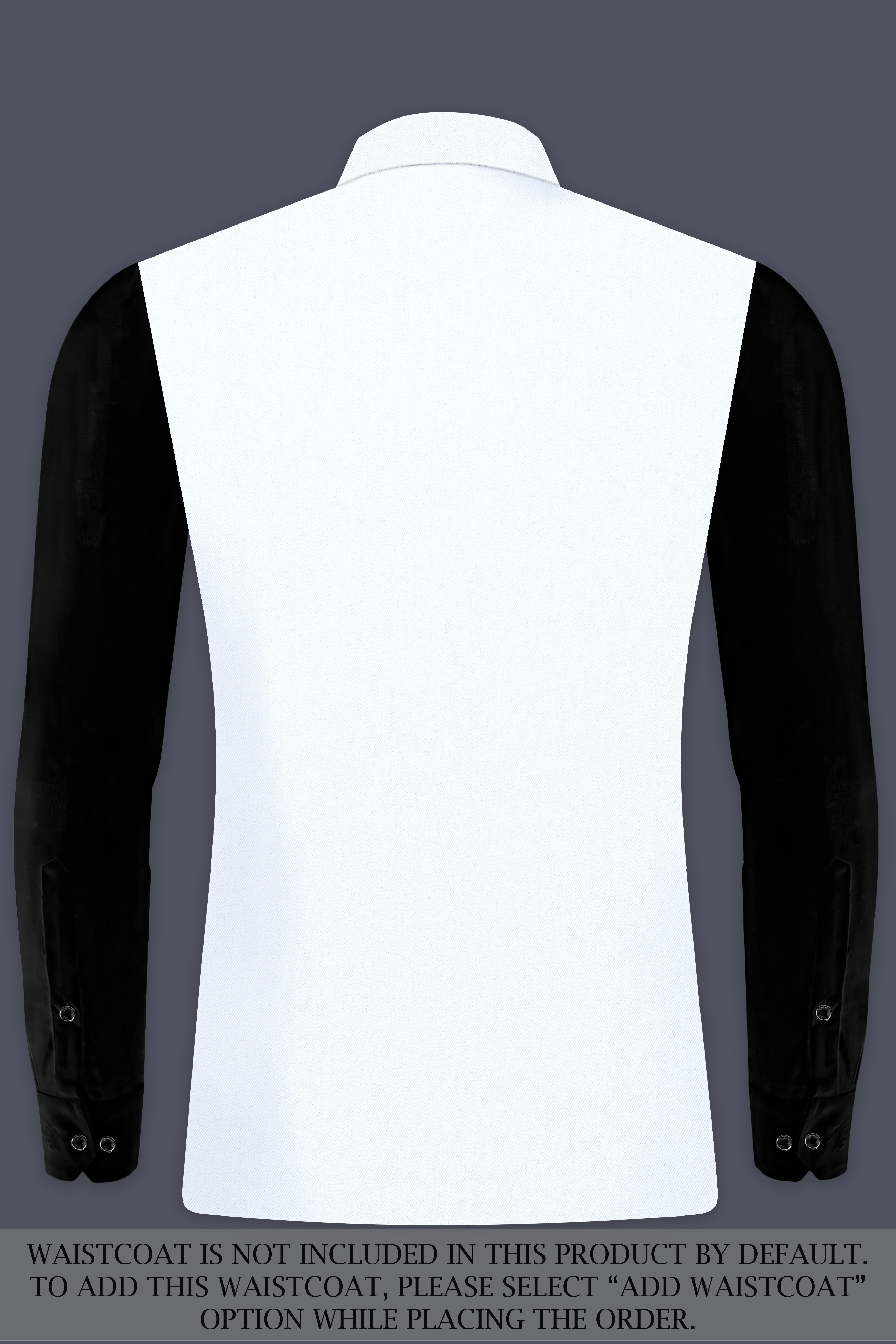 Bright White Solid Wool Rich Cross Placket Bandhgala Stretchable traveler Suit
