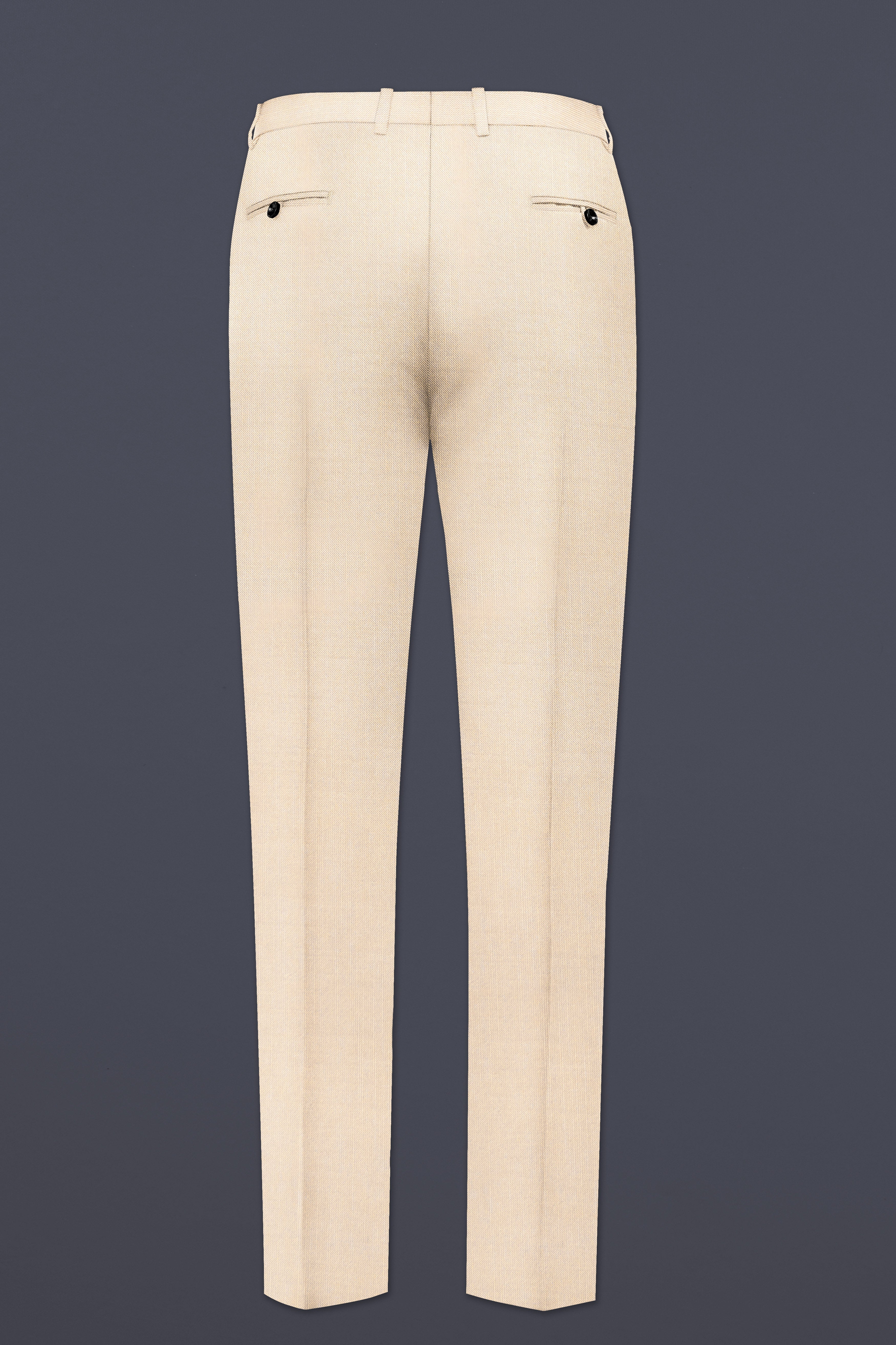 Biscotti-Parchment Cream Solid Wool Rich Single Breasted Stretchable traveler Suit
