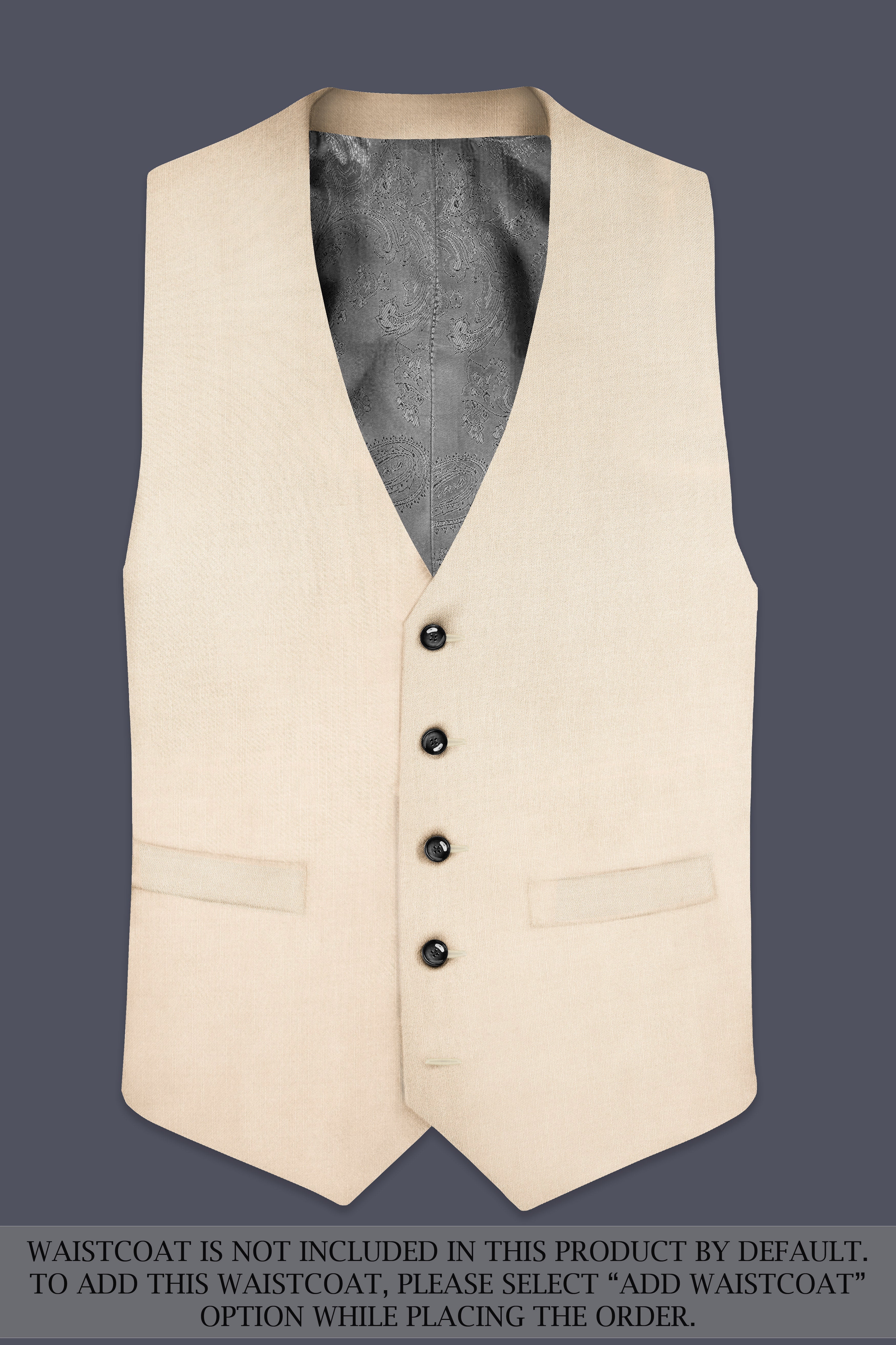Biscotti-Parchment Cream Solid Wool Rich Single Breasted Stretchable traveler Suit