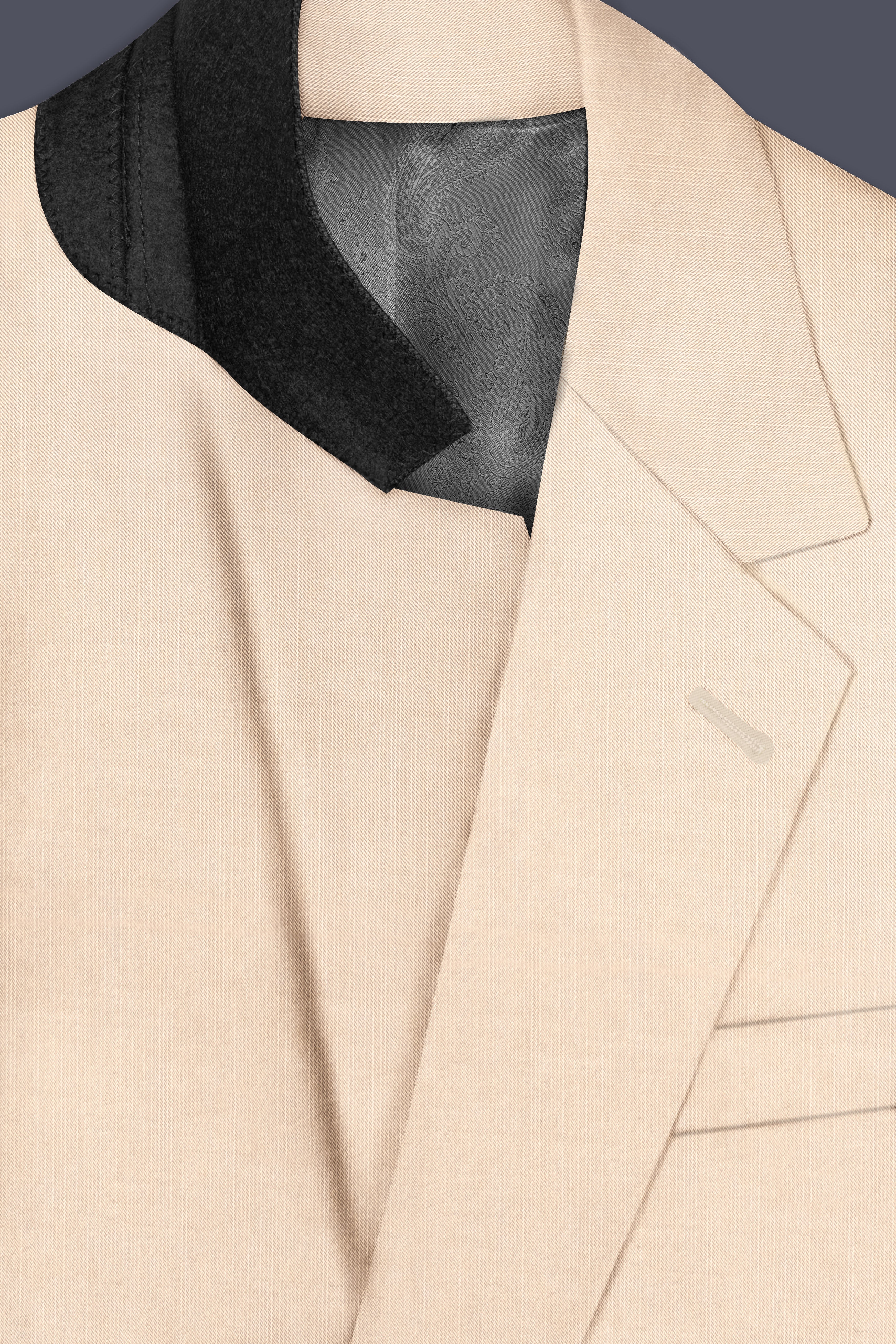 Biscotti-Parchment Cream Solid Wool Rich Single Breasted Stretchable traveler Suit