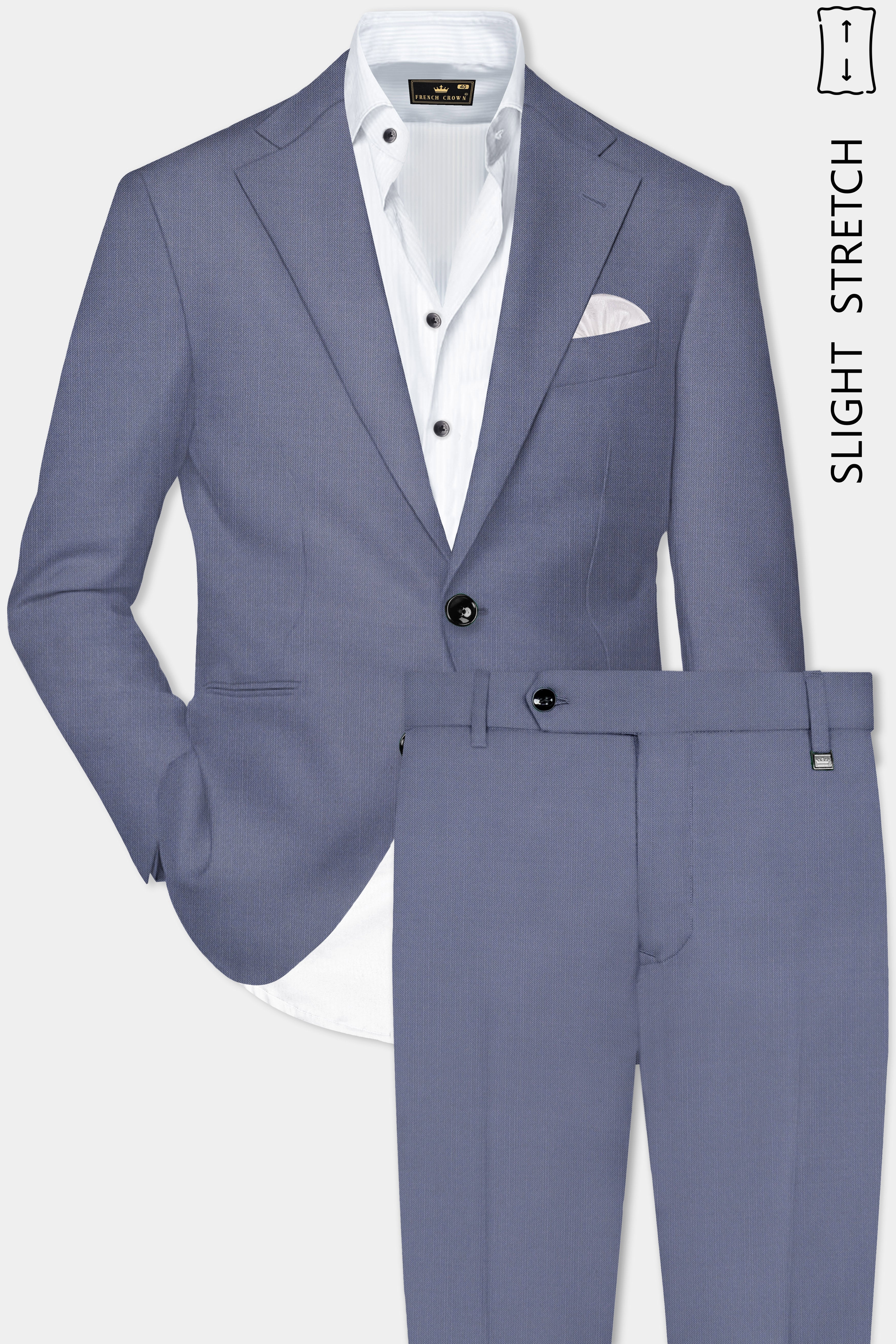 Zenith-Comet Gray Solid Wool Rich Single Breasted Slight Stretch Suit