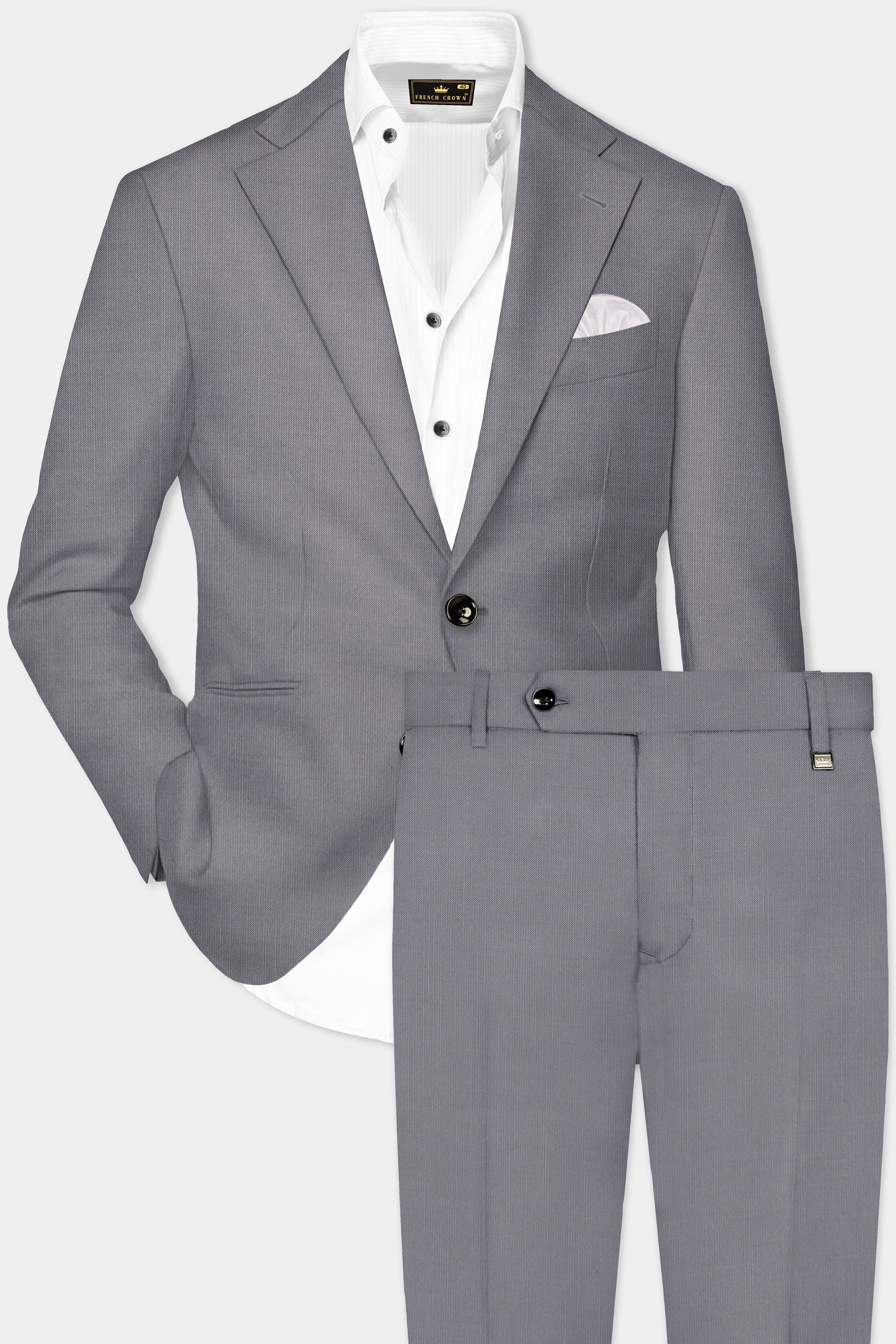 Dorian-Friar Gray Solid Wool Rich Single Breasted Stretchable traveler Suit