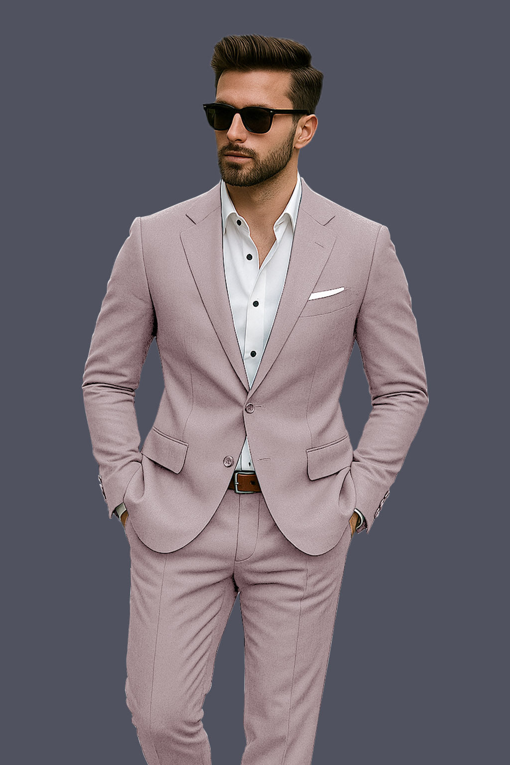 Amour-Rose Quartz Pink Solid Wool Rich Single Breasted Slight Stretch Suit