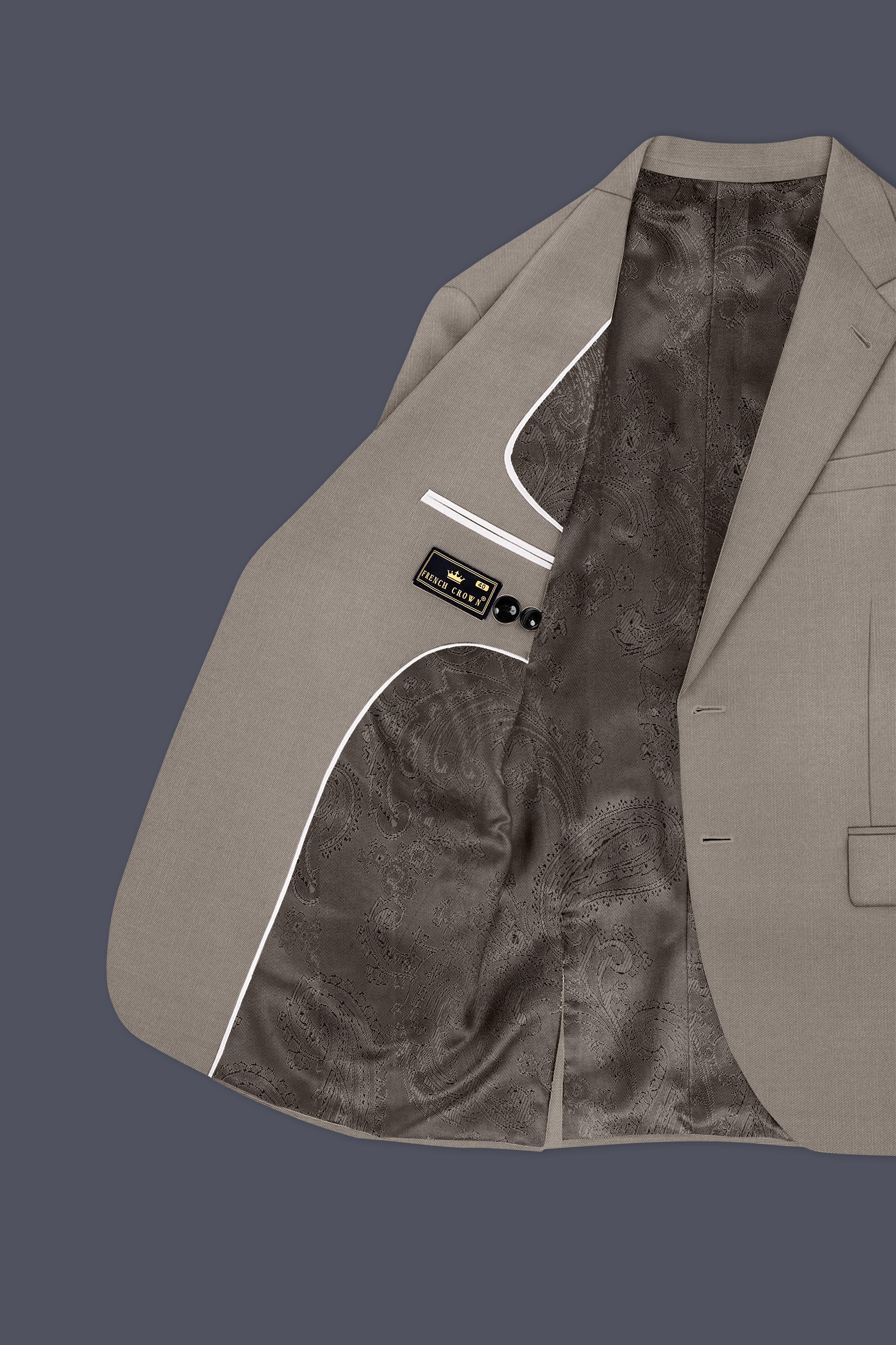 Amour-Dusty Brown Solid Wool Rich Single Breasted Slight Stretch Suit