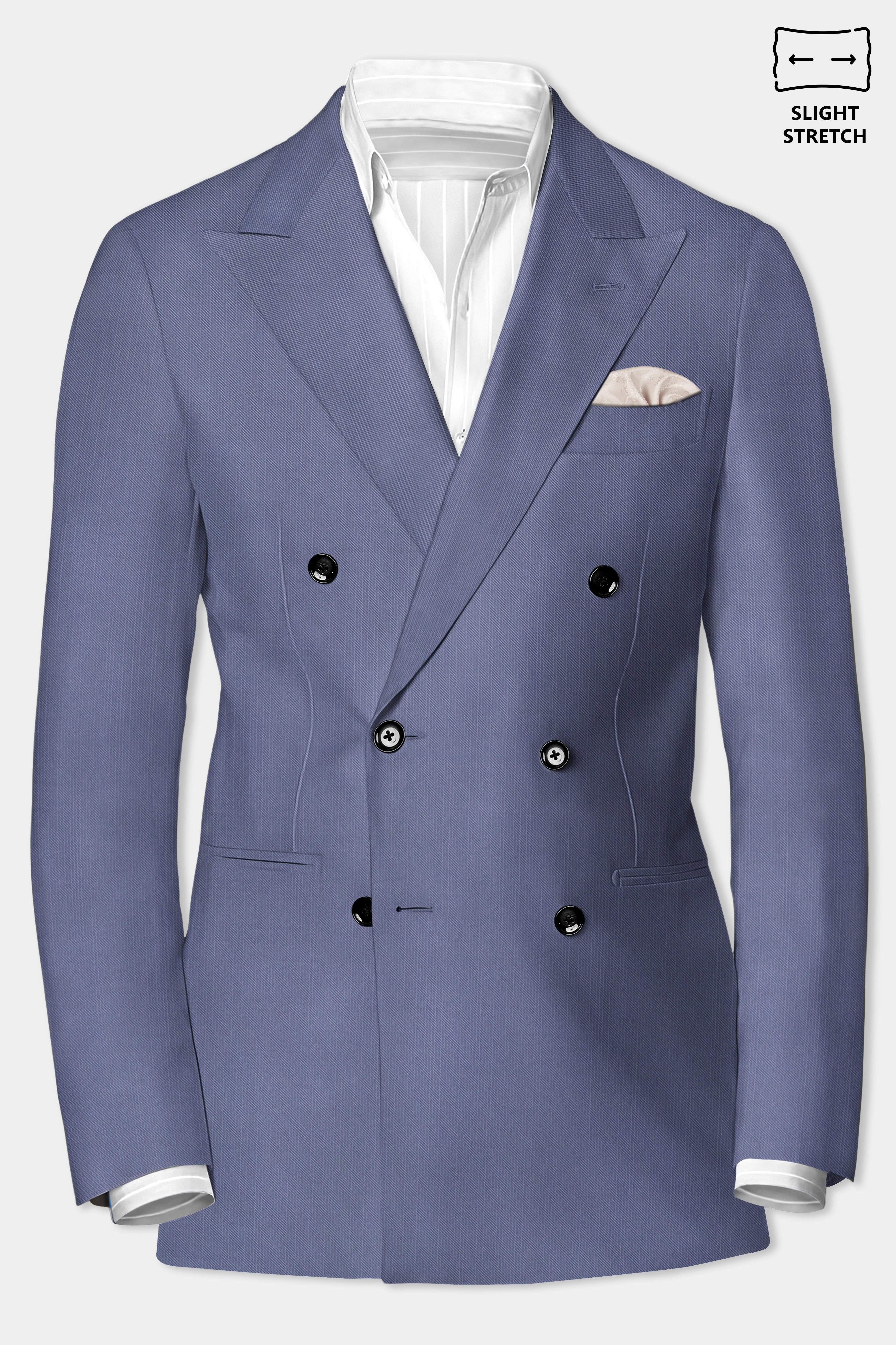 Zenith-Comet Gray Solid Wool Rich Double Breasted Slight Stretch Suit