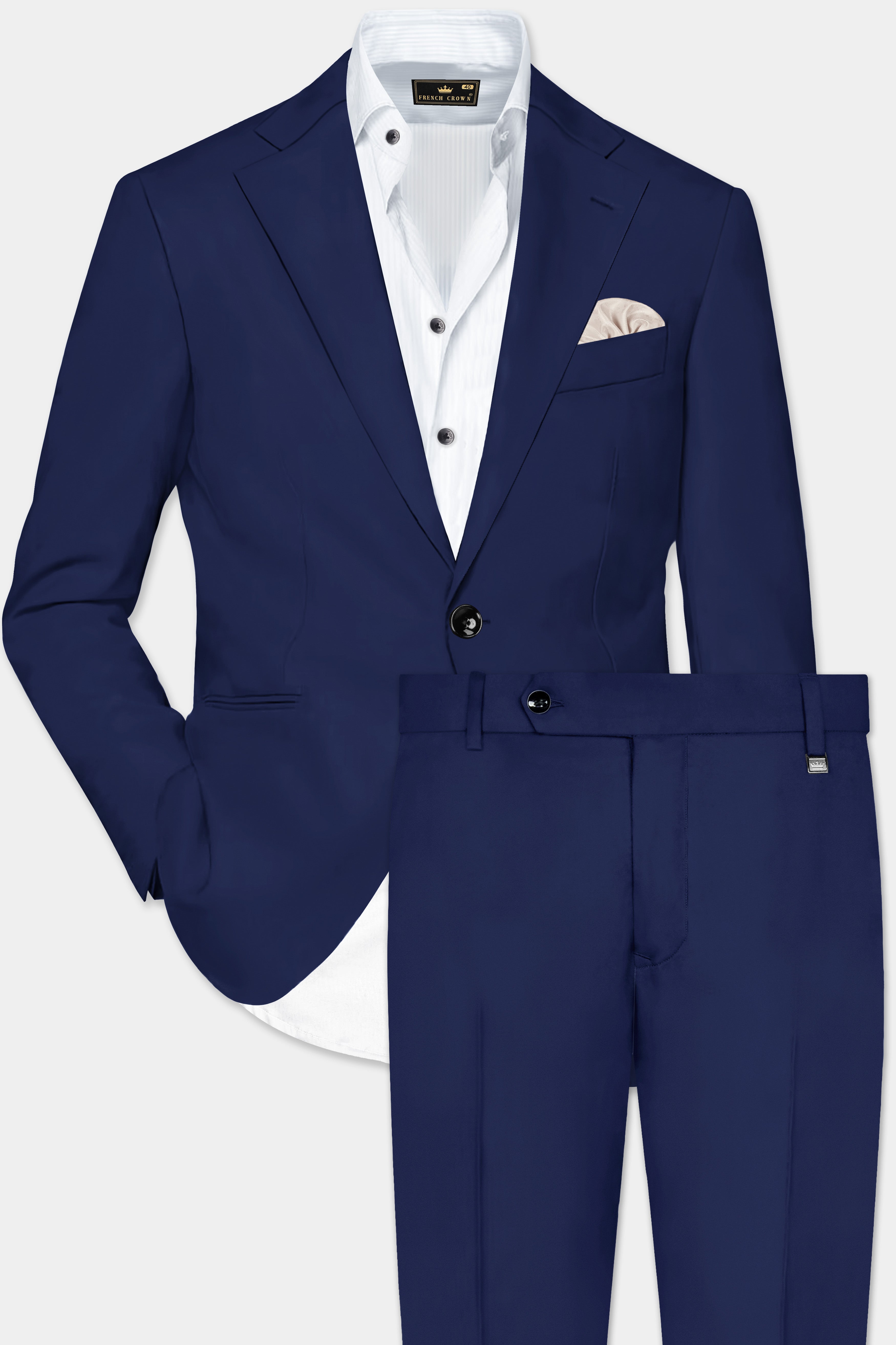 Berry Blue Solid Wool Rich Single Breasted Suit