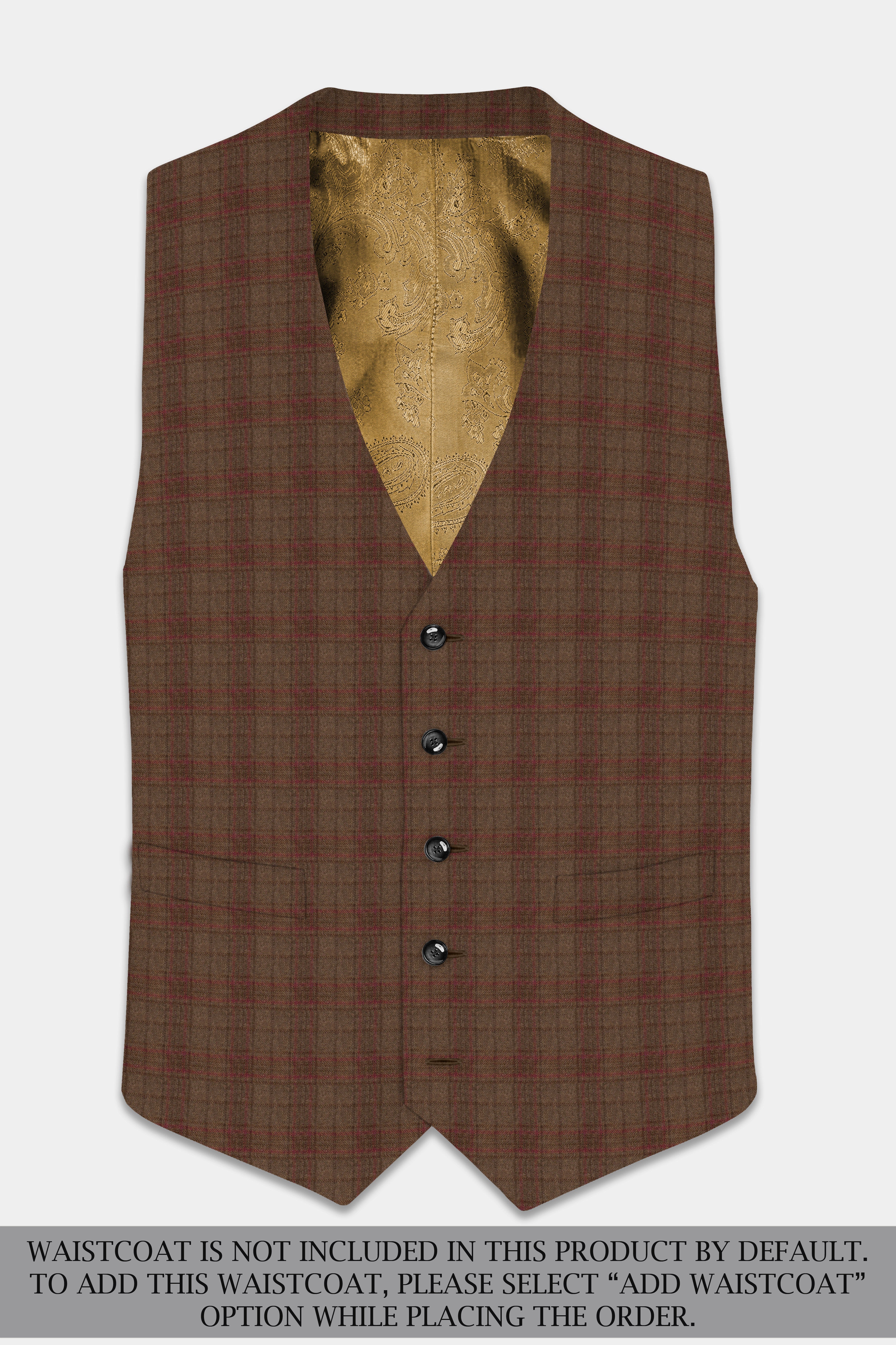 Cango Brown Plaid Wool Rich Single Breasted Suit