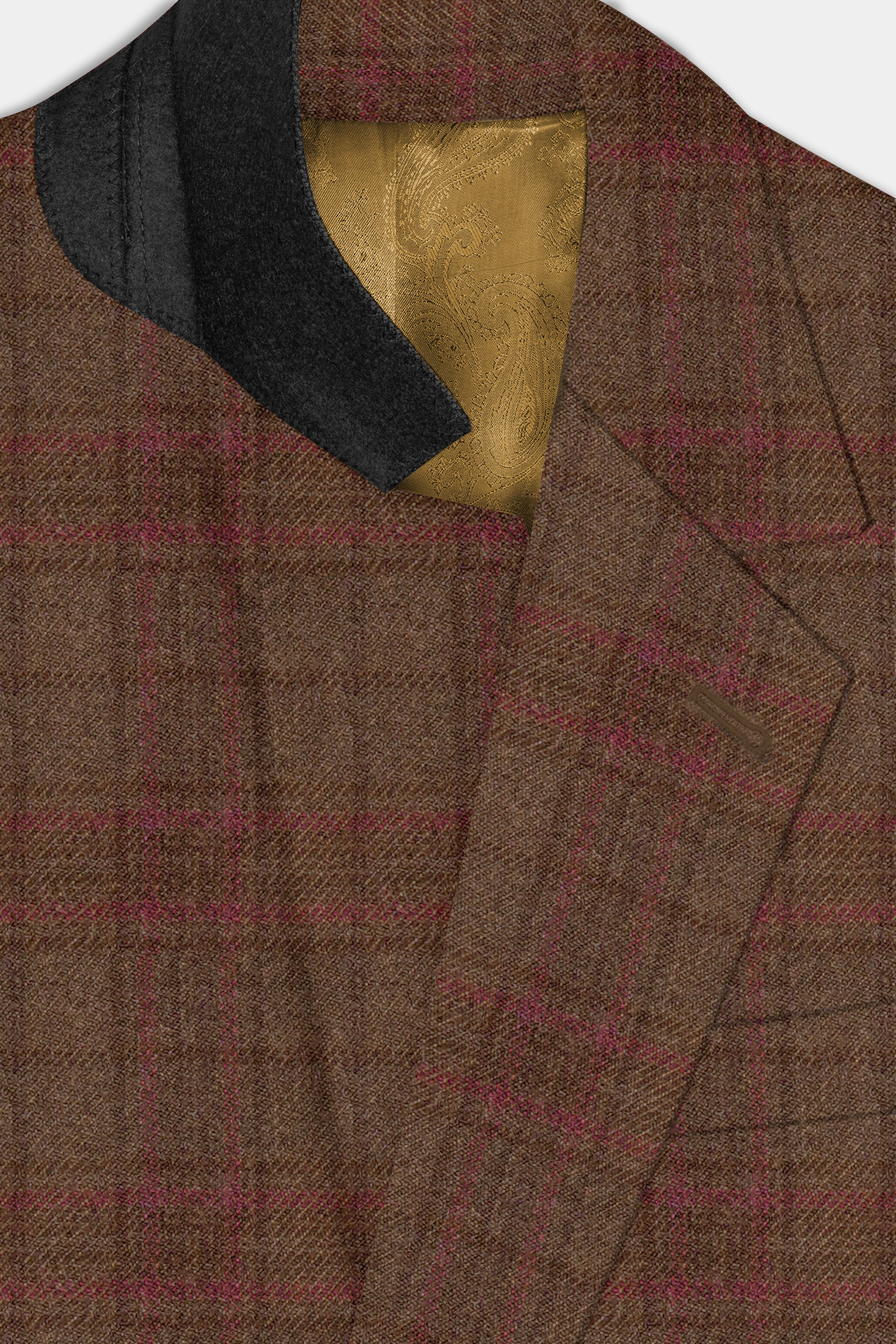 Cango Brown Plaid Wool Rich Single Breasted Suit