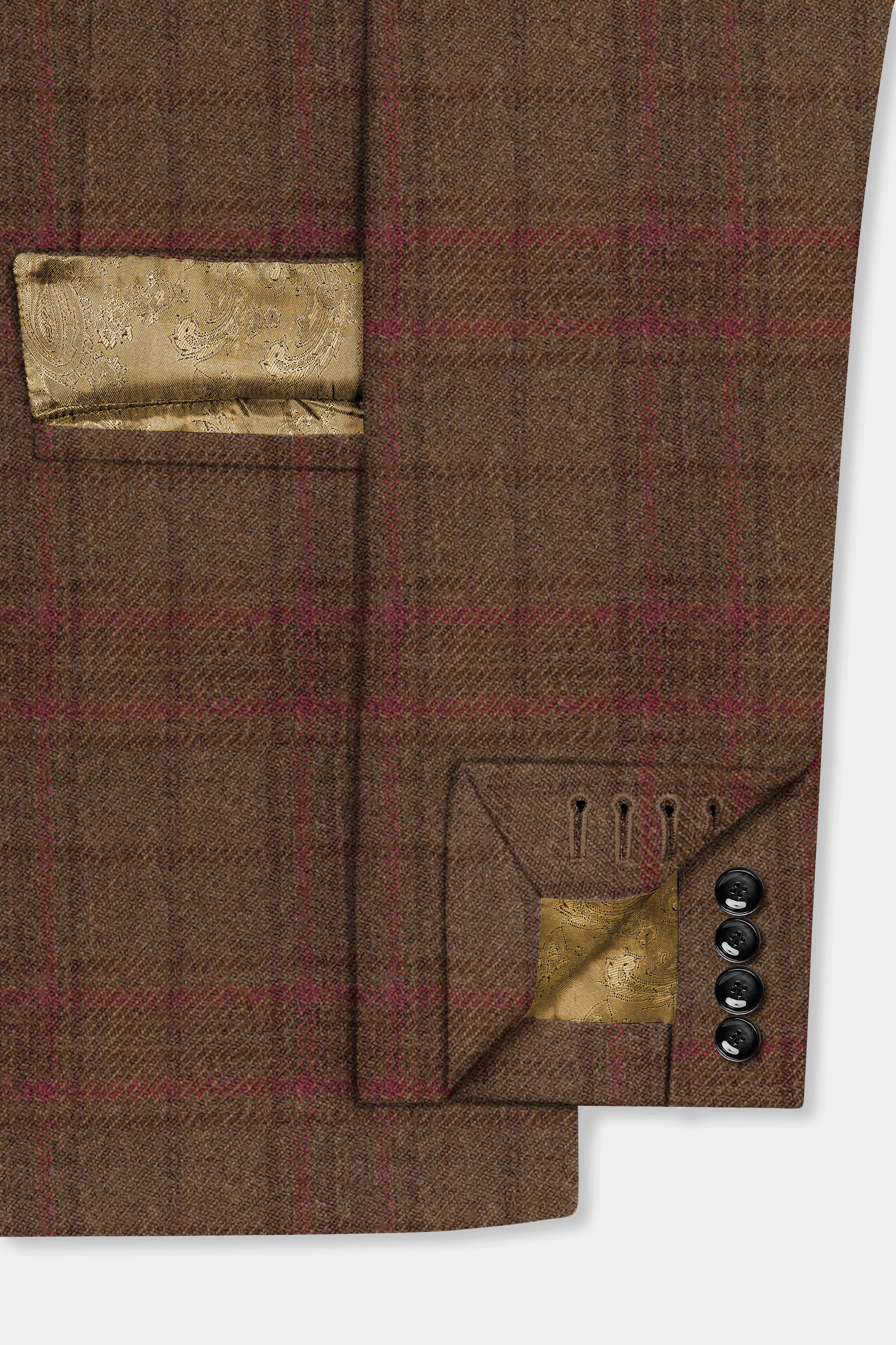 Cango Brown Plaid Wool Rich Single Breasted Suit