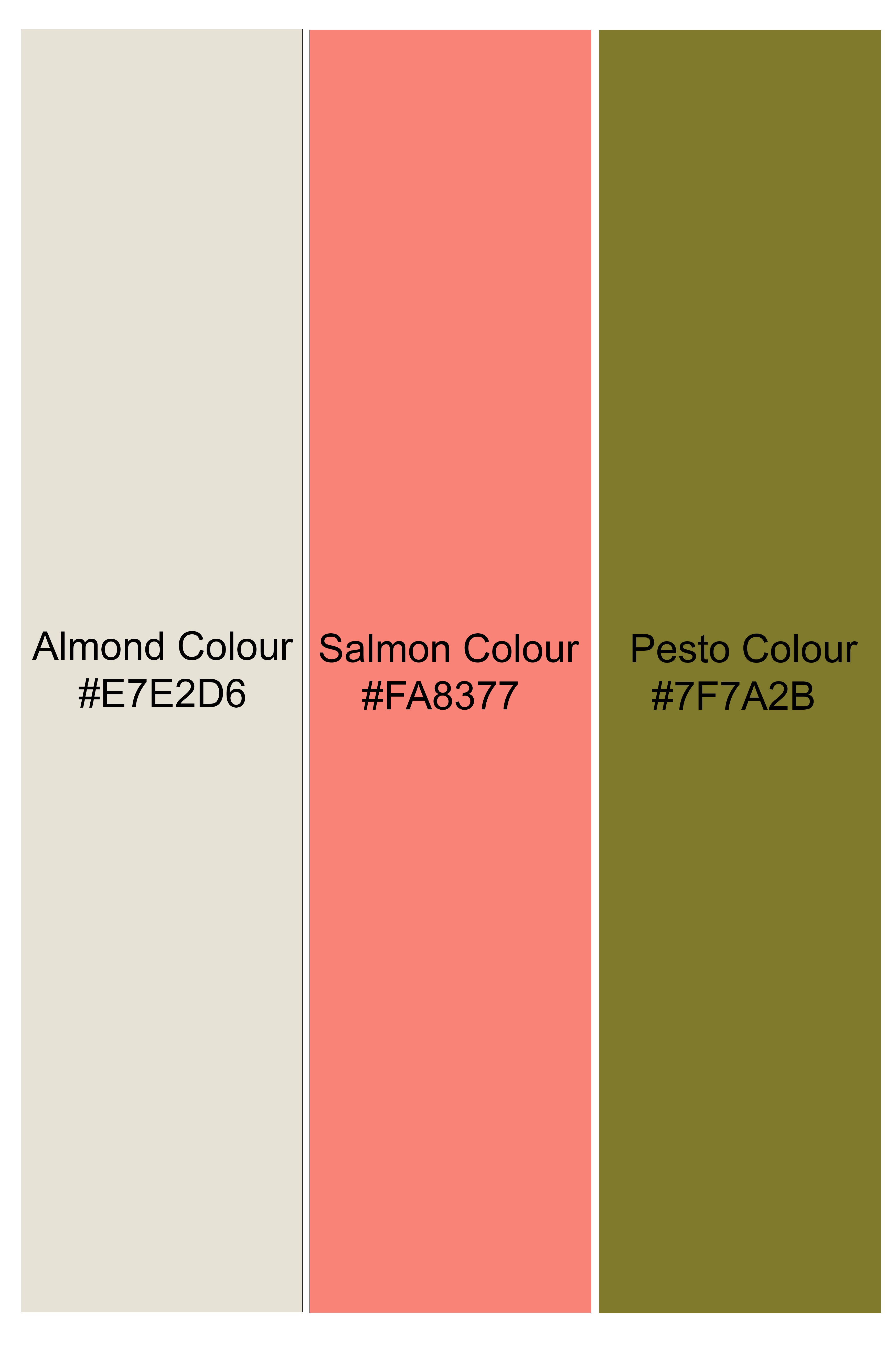 Almond Off White And Salmon Pink Sequin and thread Embroidered Single Breasted Suit