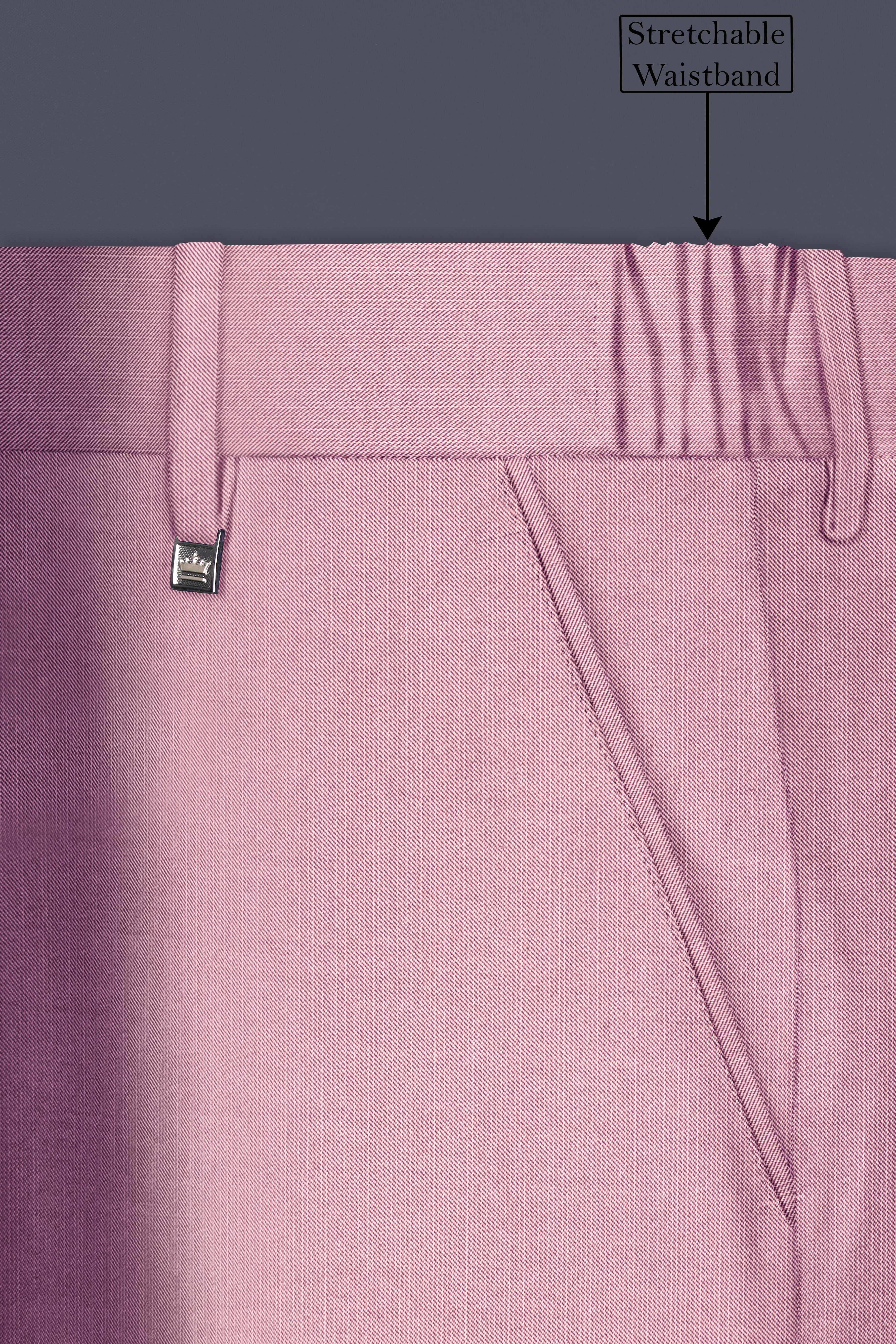 Viola Pink Solid Wool Rich Single Breasted Slight Stretch Suit