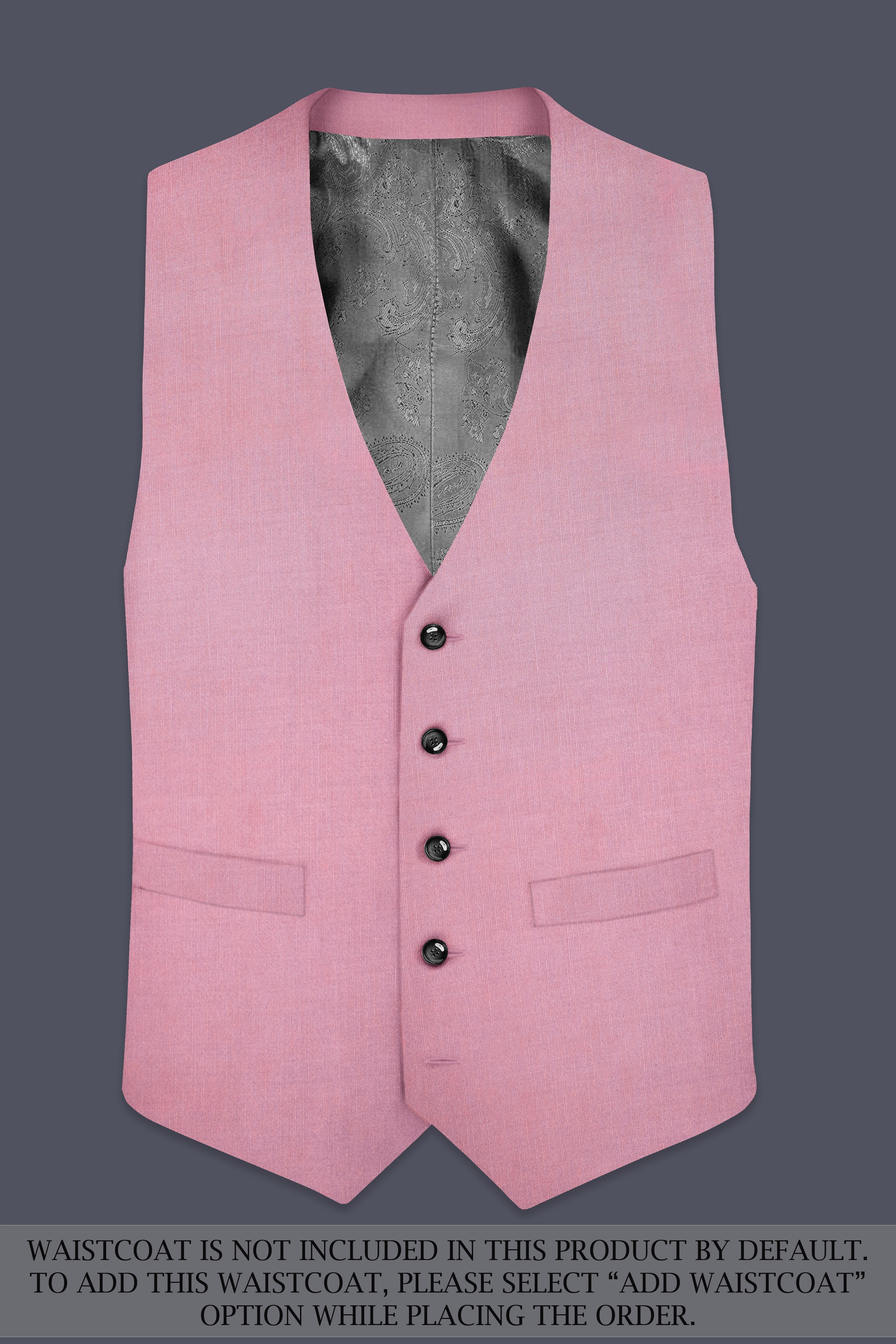 Viola Pink Solid Wool Rich Single Breasted Slight Stretch Suit