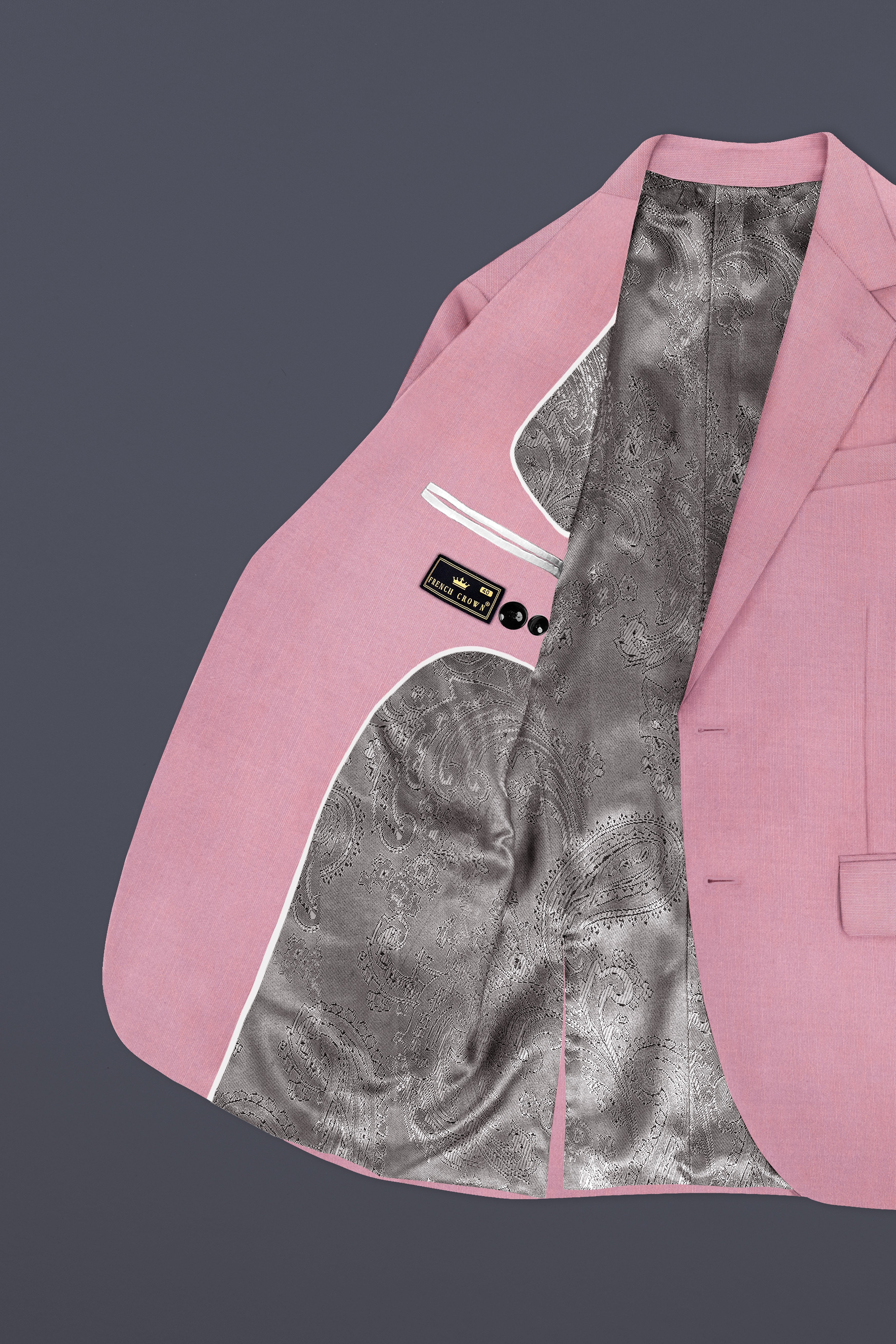 Viola Pink Solid Wool Rich Single Breasted Slight Stretch Suit