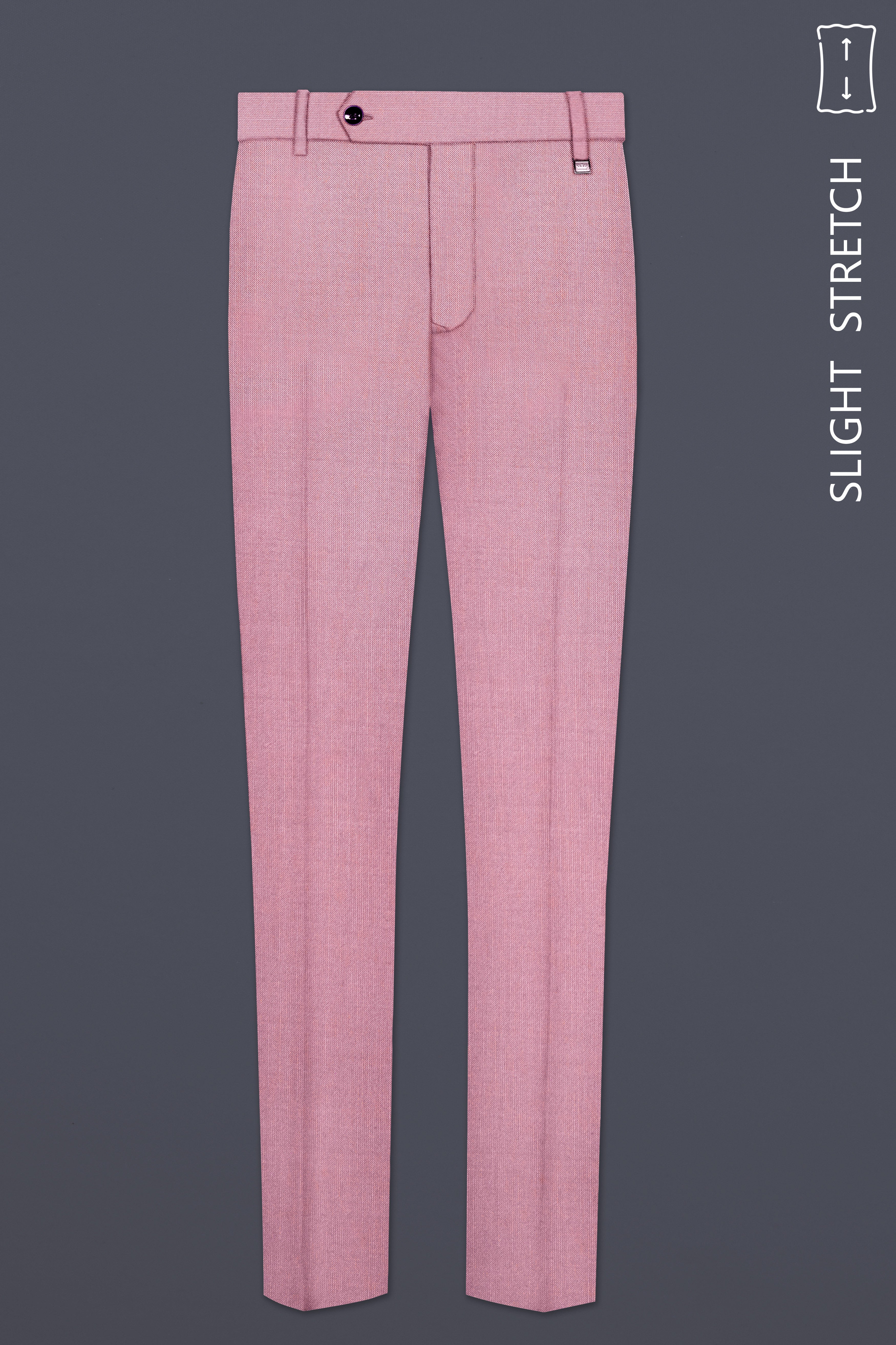 Viola Pink Solid Wool Rich Slight Stretch Waistband Pant