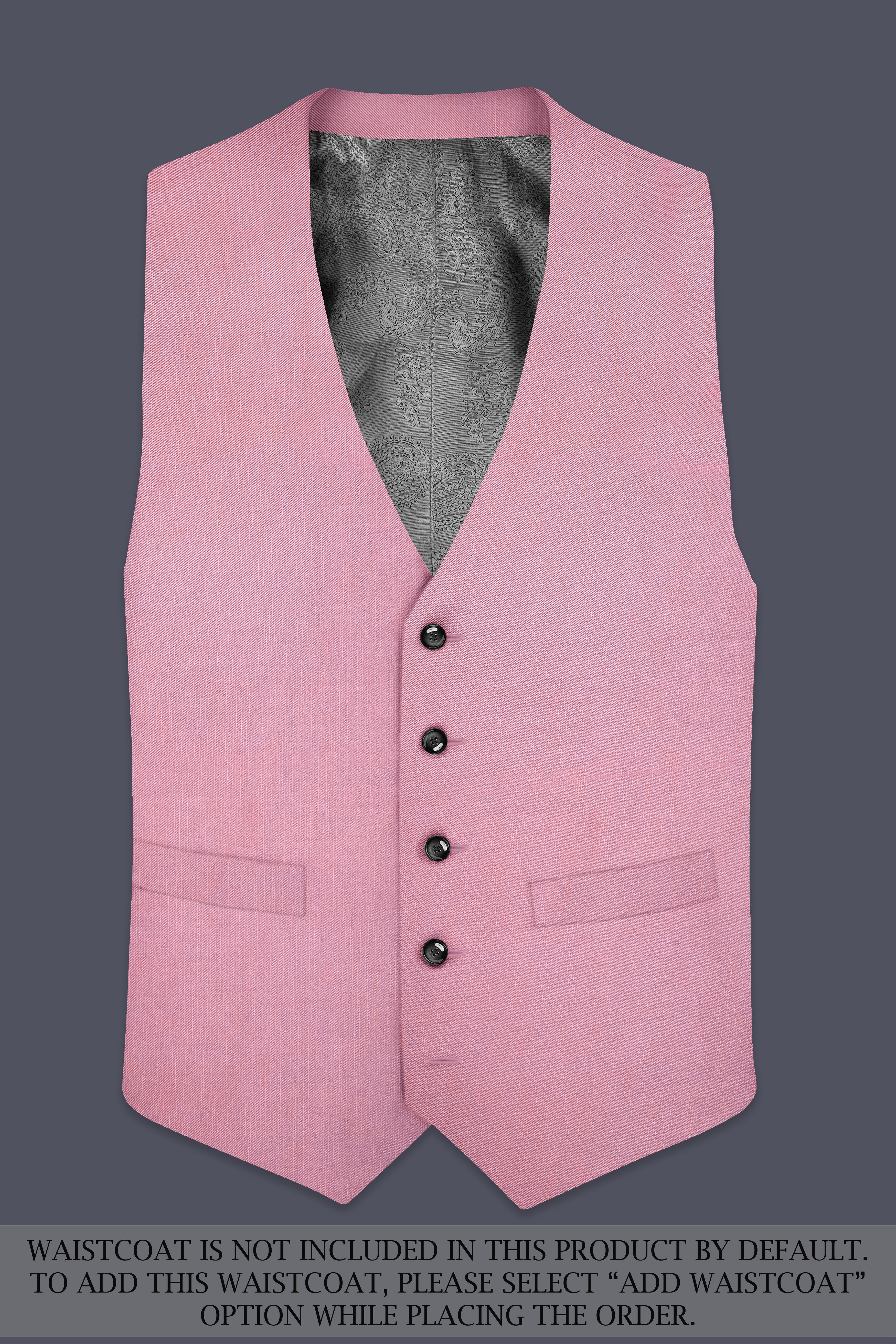 Viola Pink Solid Wool Rich Double Breasted Slight Stretch Suit