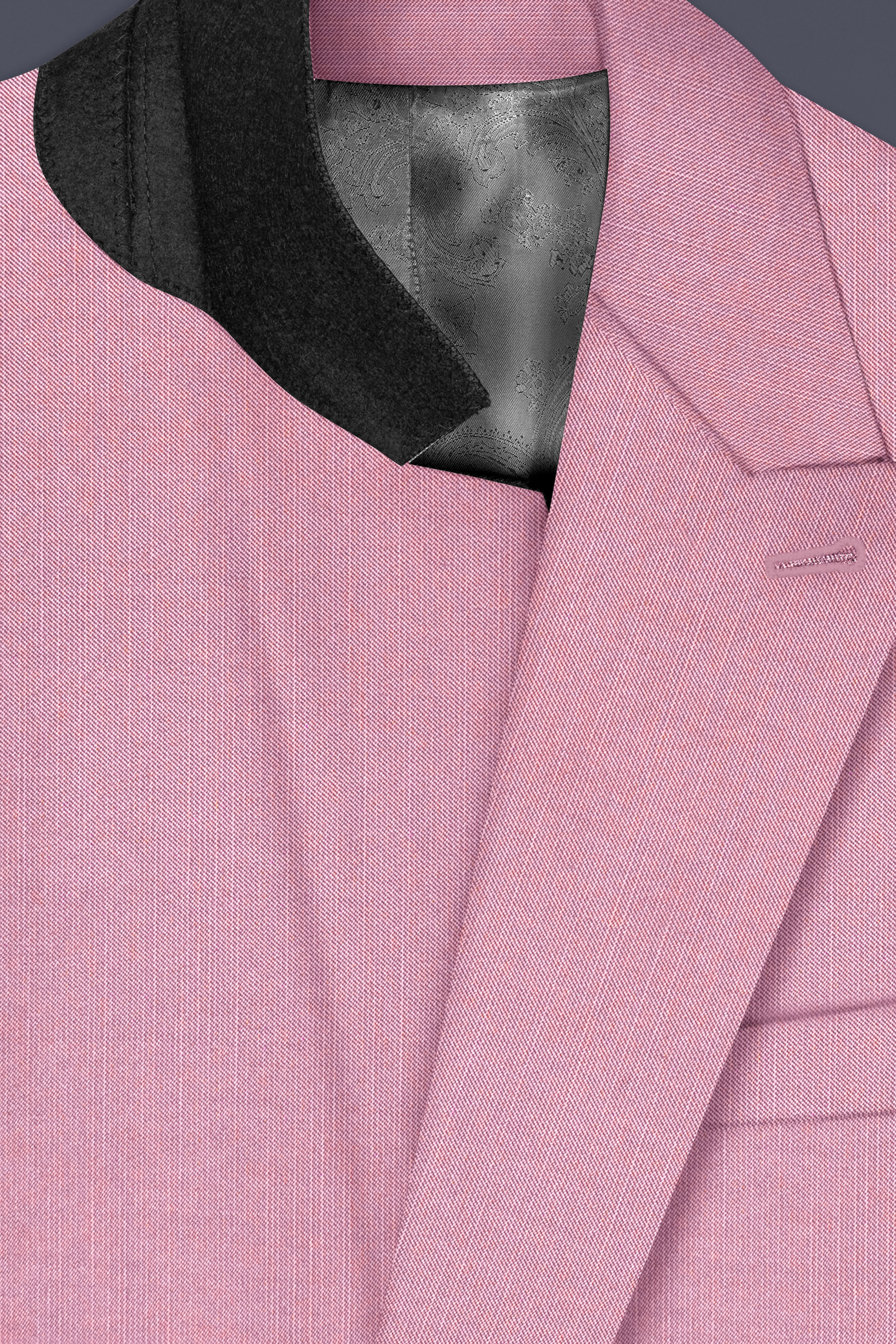 Viola Pink Solid Wool Rich Double Breasted Slight Stretch Suit