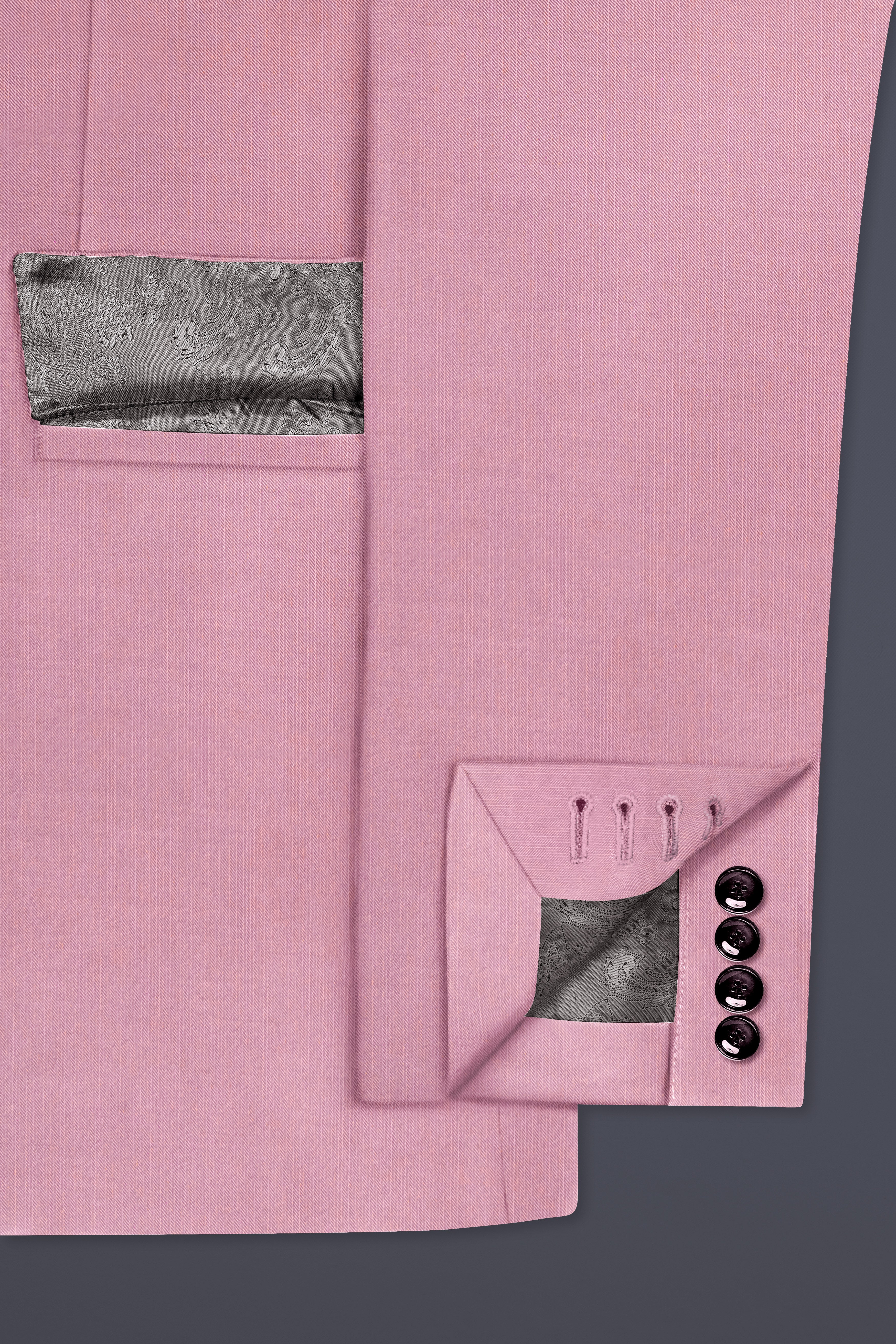 Viola Pink Solid Wool Rich Double Breasted Slight Stretch Suit