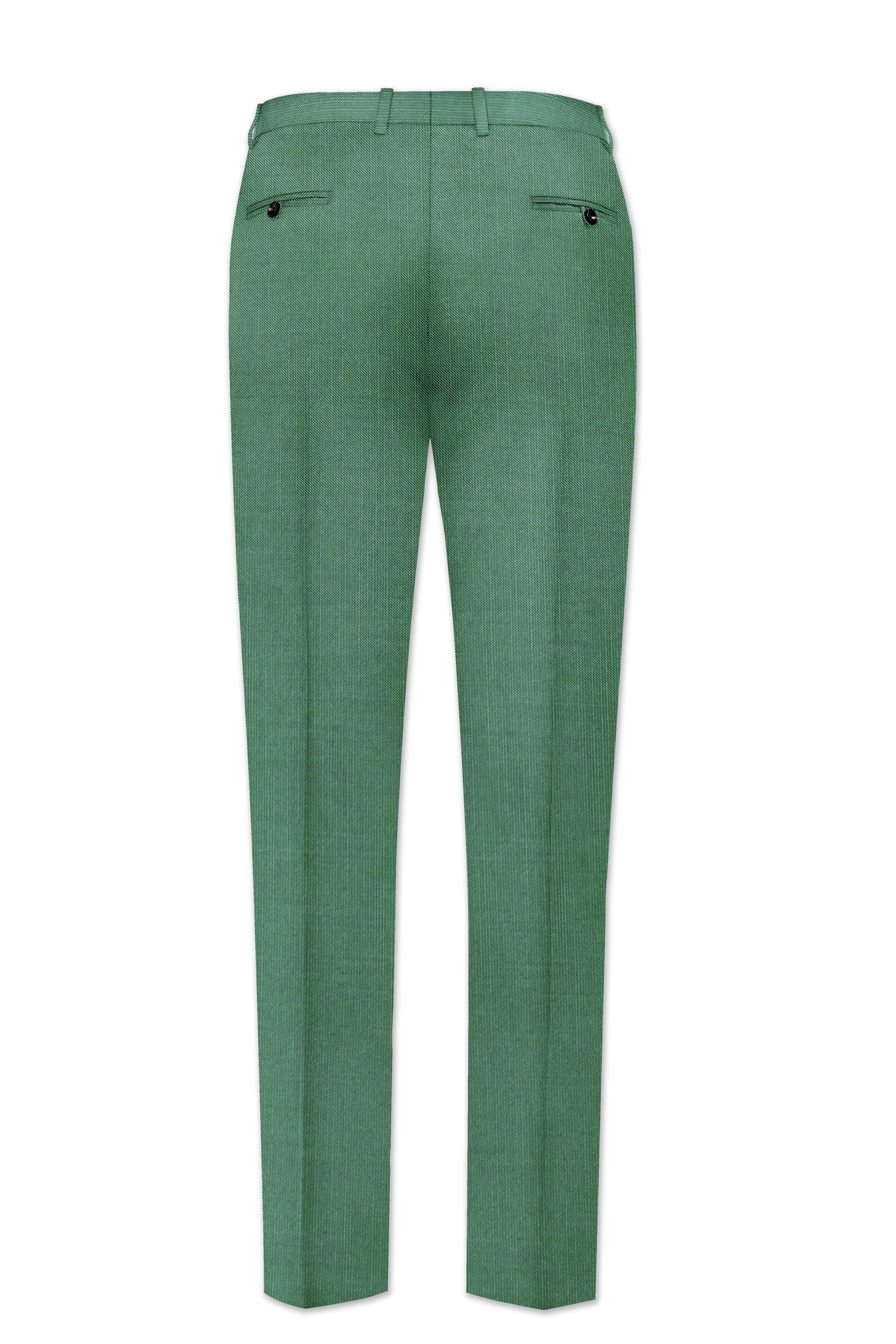 Viridian Green Solid Wool Rich Double Breasted Slight Stretch Suit
