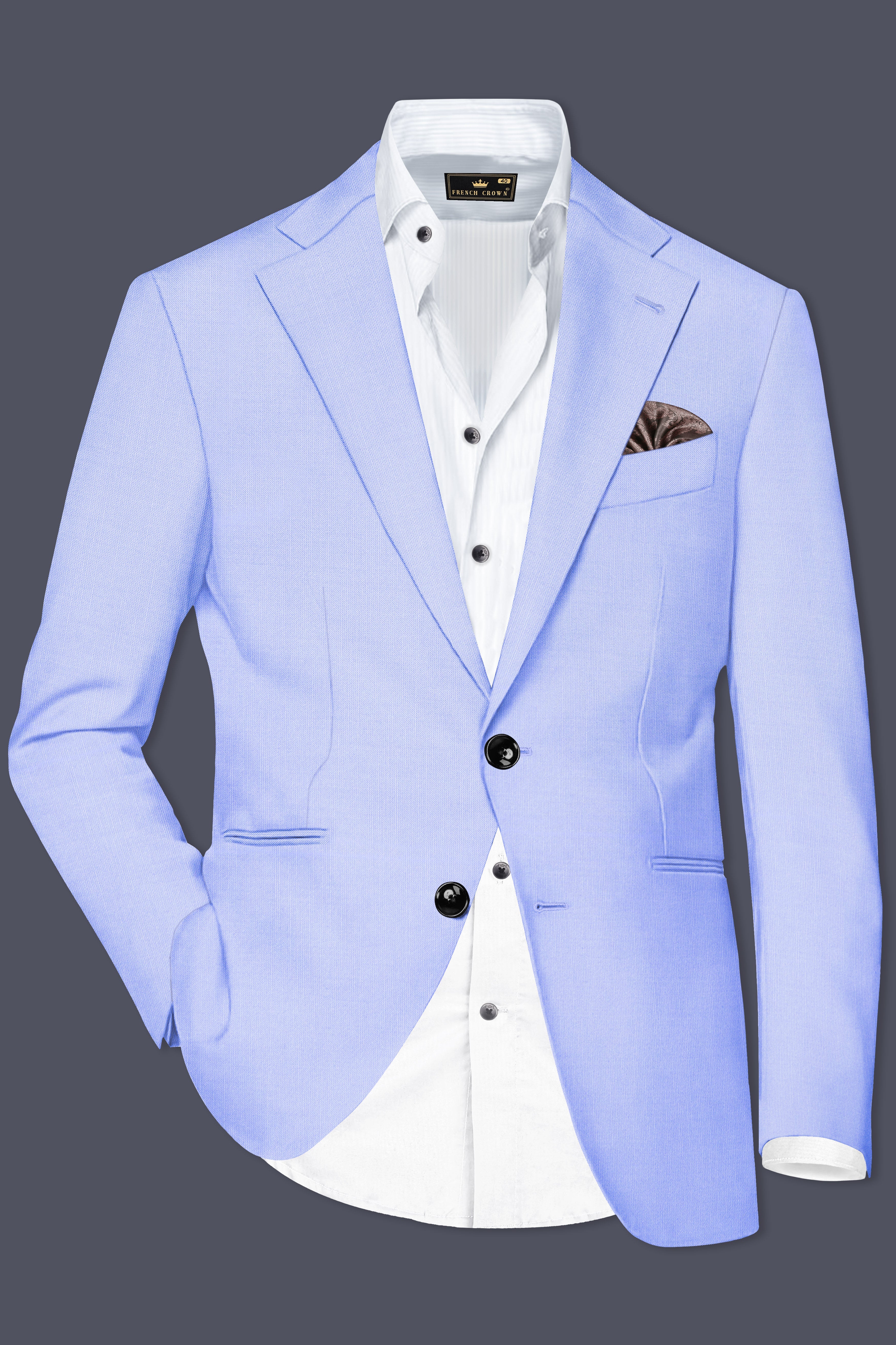 Periwinkle Blue Solid Wool Rich Single Breasted Stretchable traveler Suit